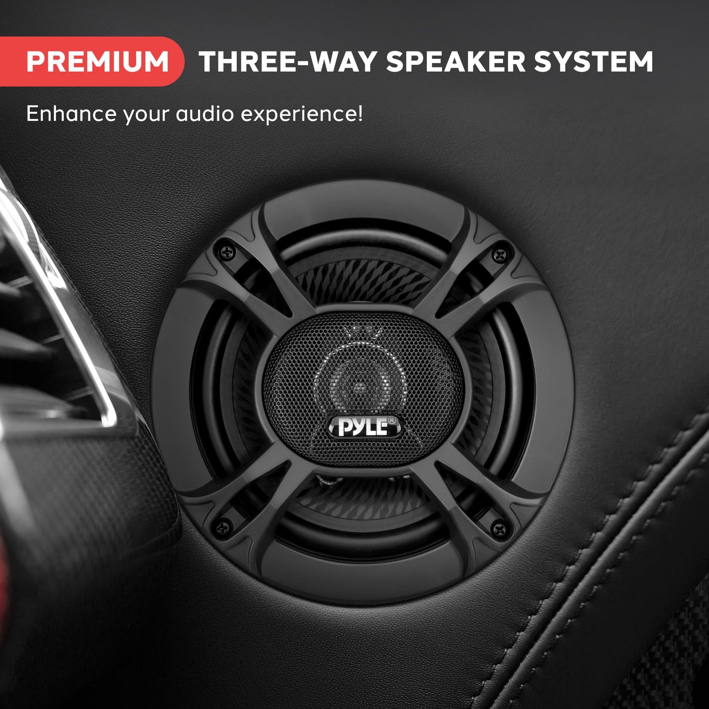 PYLE 3-Way Universal Car Stereo Speakers - 300W 6.5” Triaxial Loud Pro Audio Car Speaker Universal OEM Quick Replacement Component Speaker Vehicle Door/Side Panel Mount Compatible - Pyle PL613BK