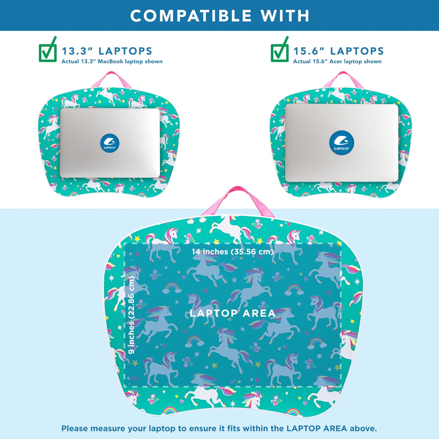LAPGEAR MyStyle Portable Lap Desk with Cushion - Unicorn - Fits up to 15.6 Inch Laptops - Style No. 45357