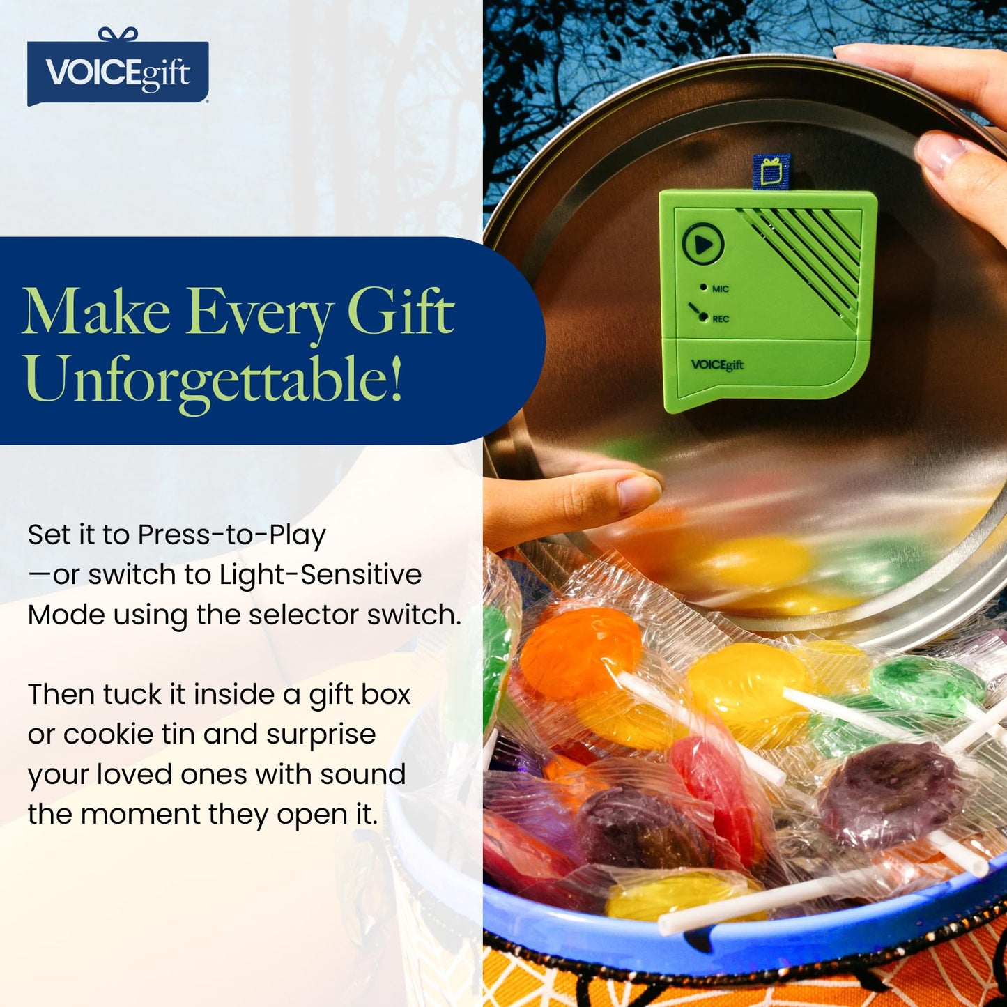 VoiceGift Voice-Over® – Voice Recorder with Playback, Audio & Digital Recorder for Picture Frame, Portable Record Player & Customizable Sound Gifting & Crafting