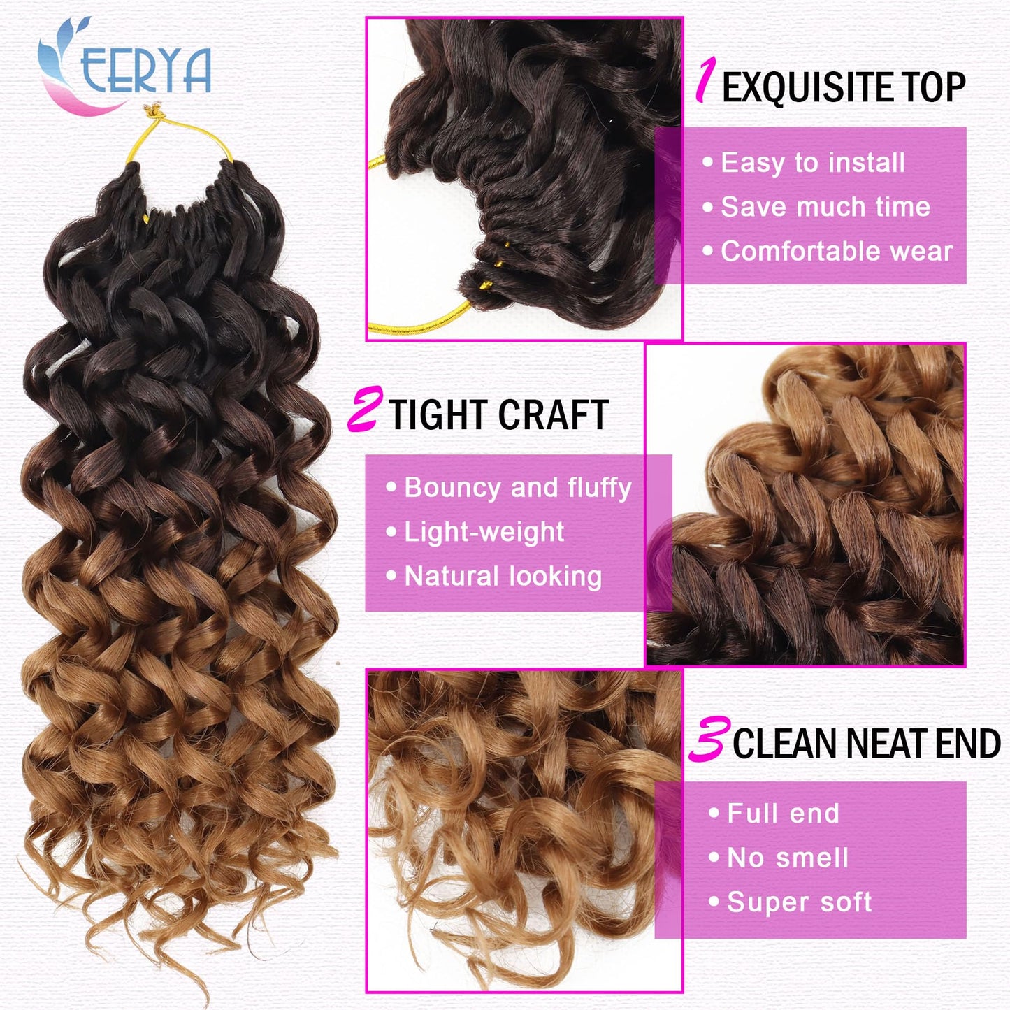 7 Packs GoGo Curl Crochet Hair 10 Inch Short Curly Crochet Hair for Women Water Wave Beach Curl Deep Twist Crochet Braids Synthetic Braiding Hair Extensions(10 Inch, OT4/30)