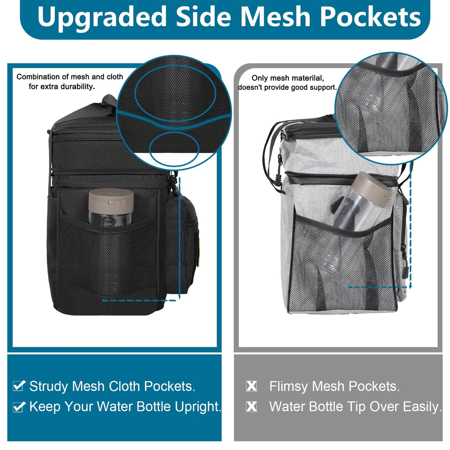 Tactical Lunch Box Cooler Bag - Expandable Insulated Lunch Bag for Men Daily - Large Lunchbox for Adults Work Shifts Outdoor Trips Black 16L