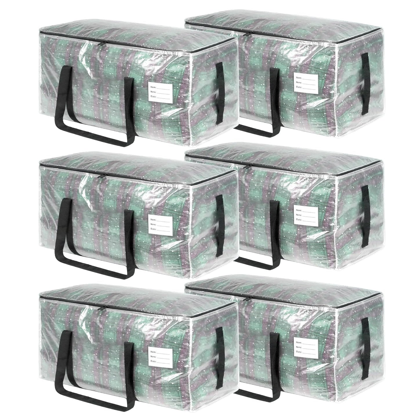 STEUGO 6-Pack Large Moving Bags Heavy Duty, 95L Moving Boxes Alternative Storage Totes with Zipper, Waterproof Packing & Storage Bags for Clothes, College Supplies and Home Organization, Clear