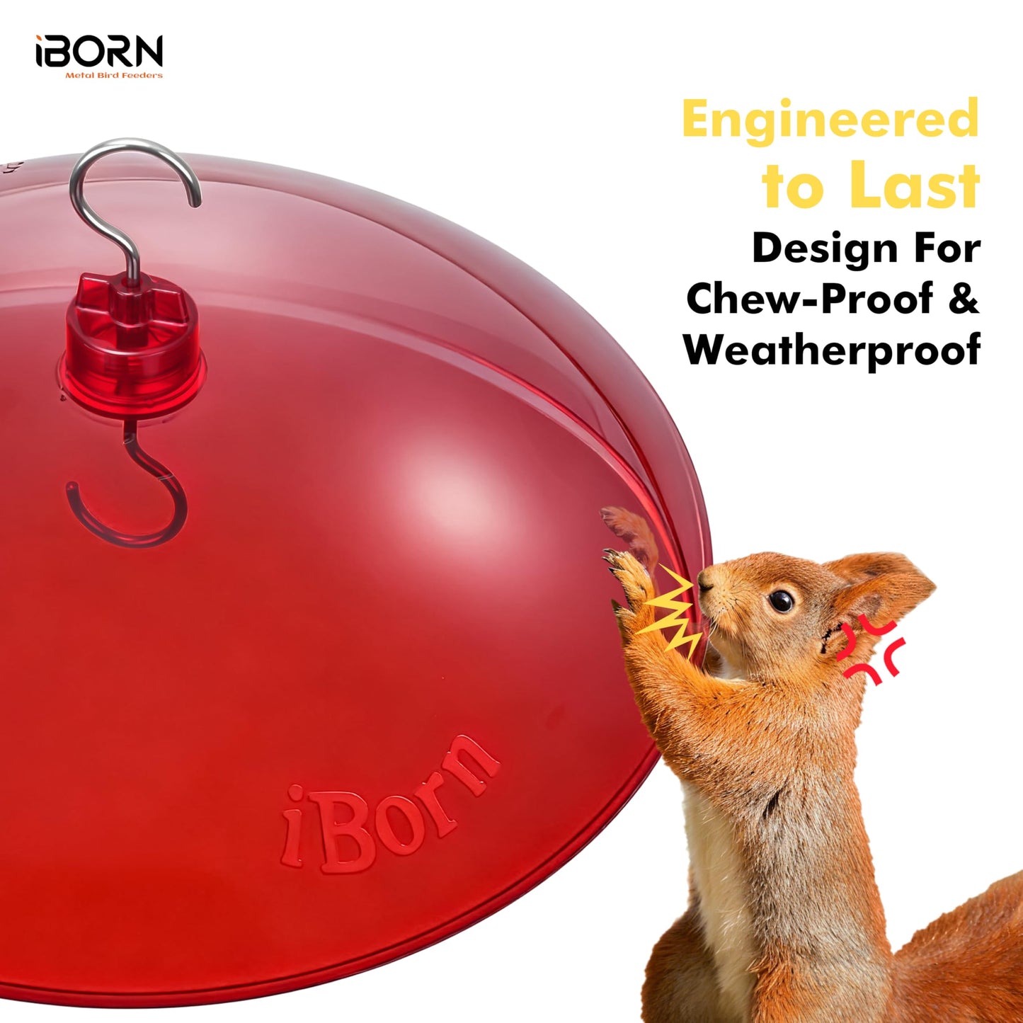iBorn 13-inch Hummingbird Feeders Baffle, Weather Guard, for Hanging Bird Feeder for Outdoors Rain Guard, Chew-Proof Polycarbonate, Pack of 2, Red