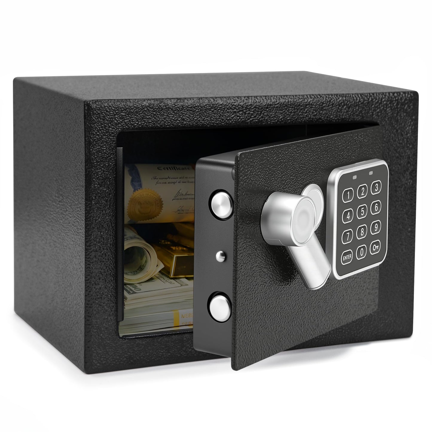 JEAWIWI Small Safe Box, Home Safe with Electronic Keypad and Key Lock, Ideal for Cash, Documents, and Jewelry, 0.23 Cubic Feet, 6.69 x 6.69 x 8.98 Inches