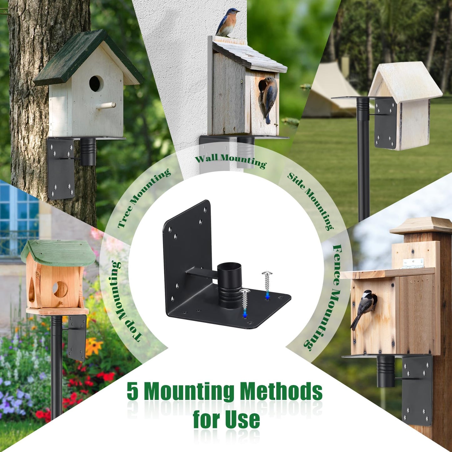 Bird Feeder Pole, 105" Squirrel Proof Feeder Stand with 5-Pronged Base, Outdoors Heavy Duty, Adjustable, Black Bird House Pole