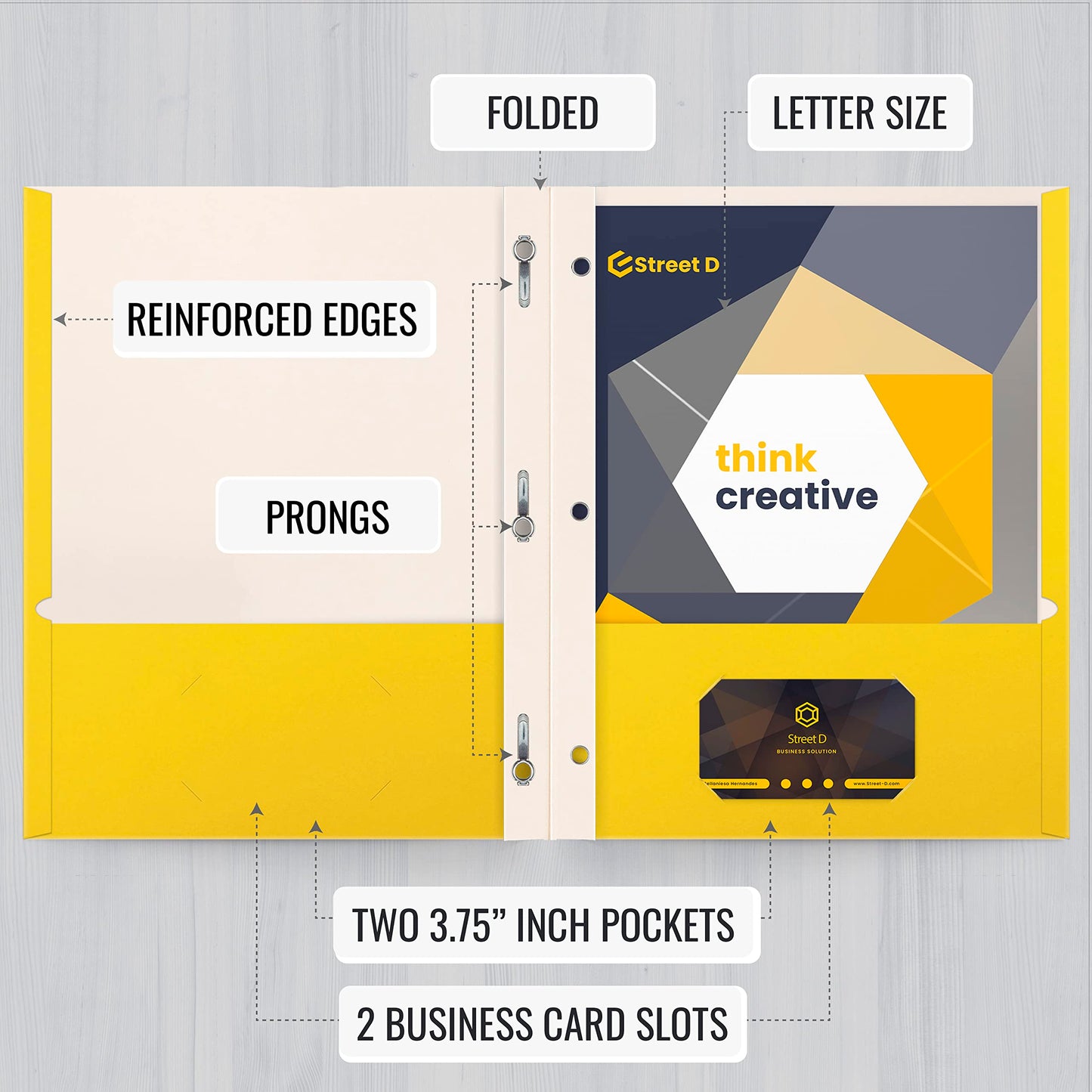 Better Office Products Yellow Paper 2 Pocket Folders with Prongs, 50 Pack, Matte Texture, Letter Size Paper Folders, 50 Pack, with 3 Metal Prong Fastener Clips, Yellow