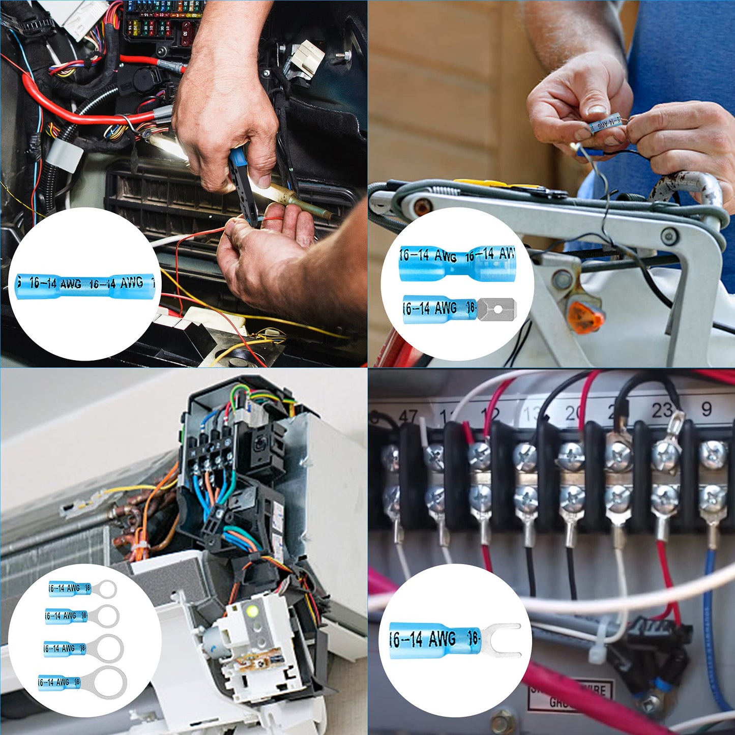Kuject 320 PCS Heat Shrink Wire Connectors kit, Multipurpose Waterproof Electrical Wire Terminals, Insulated Crimp Connectors Ring Fork Spade Butt Splices for Automotive Marine Boat Truck