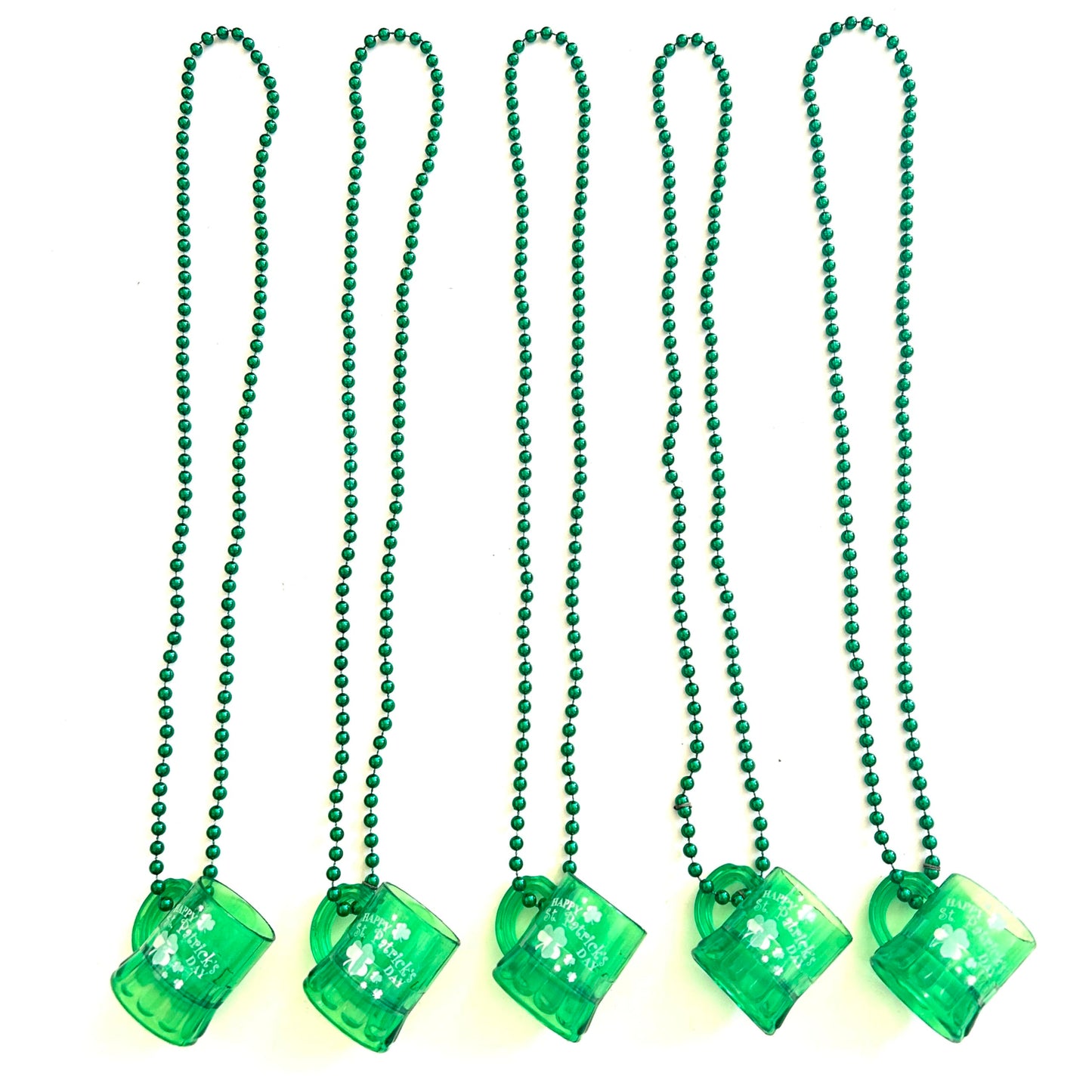 GZYSSL 28 Pcs St. Patrick's Day Shot Glass Beer Mug Beads Necklaces Green Irish Festival Shot Glass Beads Necklaces St. Patrick's Day Party Favors Accessories