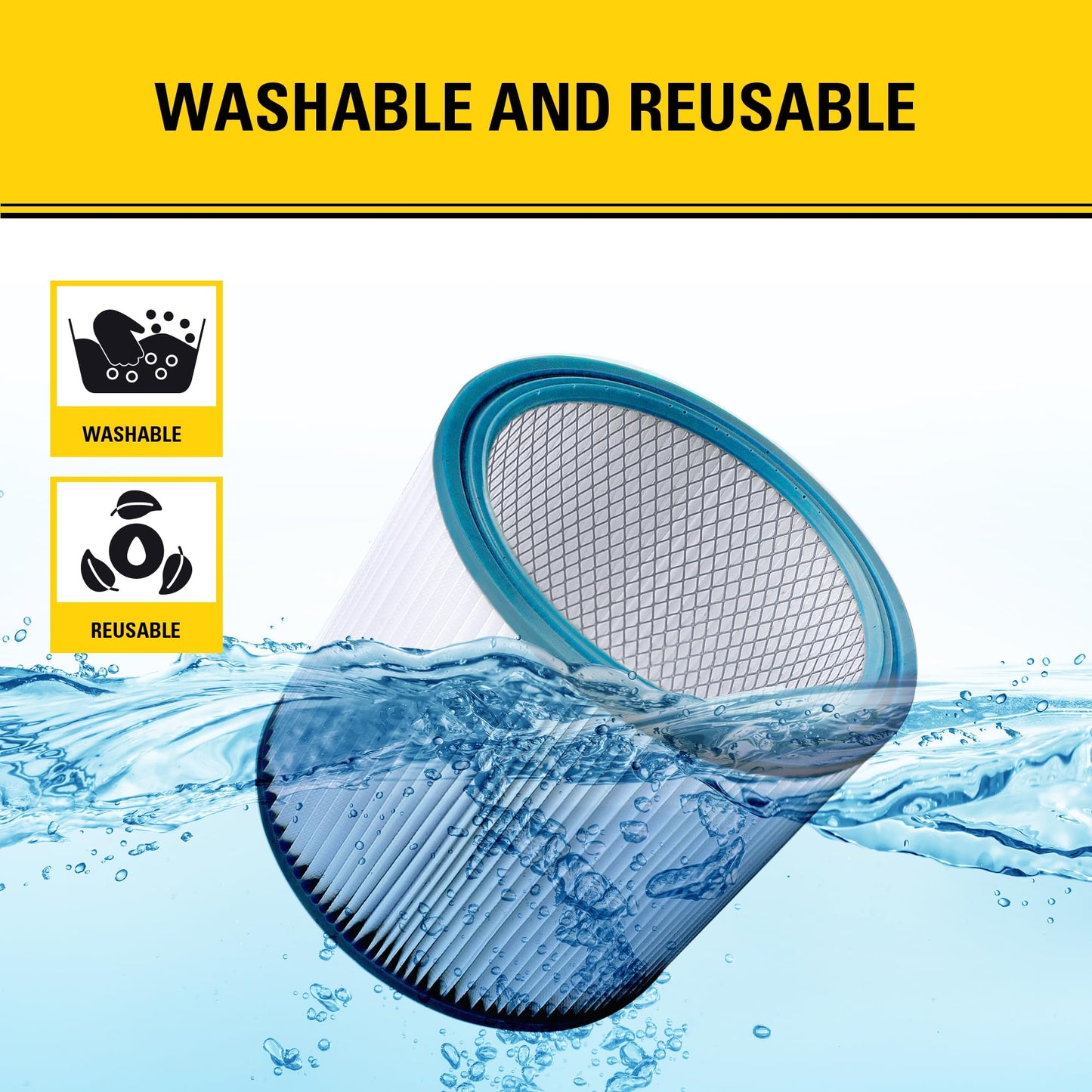 Stanley 08-2566BP HEPA Cartridge Filter Replacement for 5-18 Gallon Compatible with SL18115P, SL18116P, SL18115, SL18116, SL18117, SL18191P, SL18199P