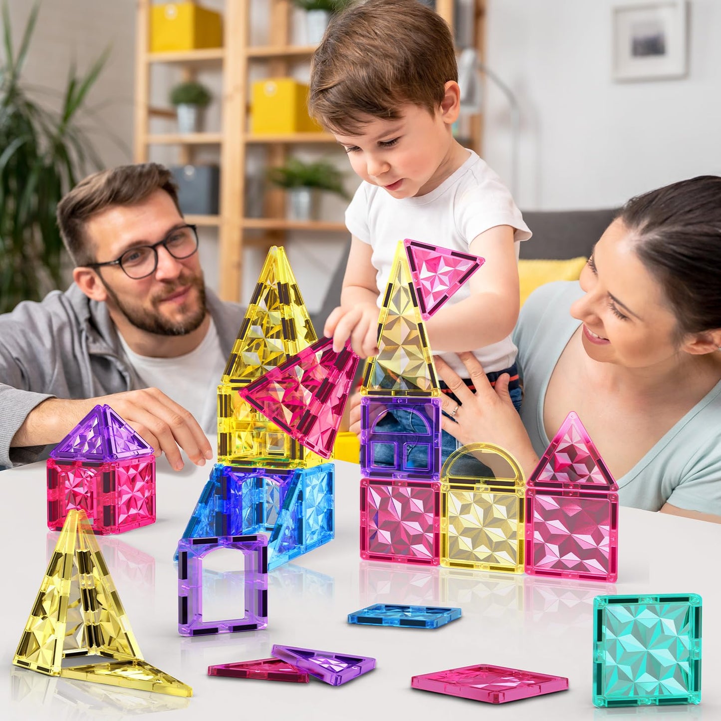Jasonwell Magnetic Tiles Building Blocks Set for Boys Girls Preschool Educational Magnet Construction Kit Stacking STEM Toys Christmas Birthday Gifts for Kids Toddlers 3 4 5 6 7 8 9 10 + Year Old