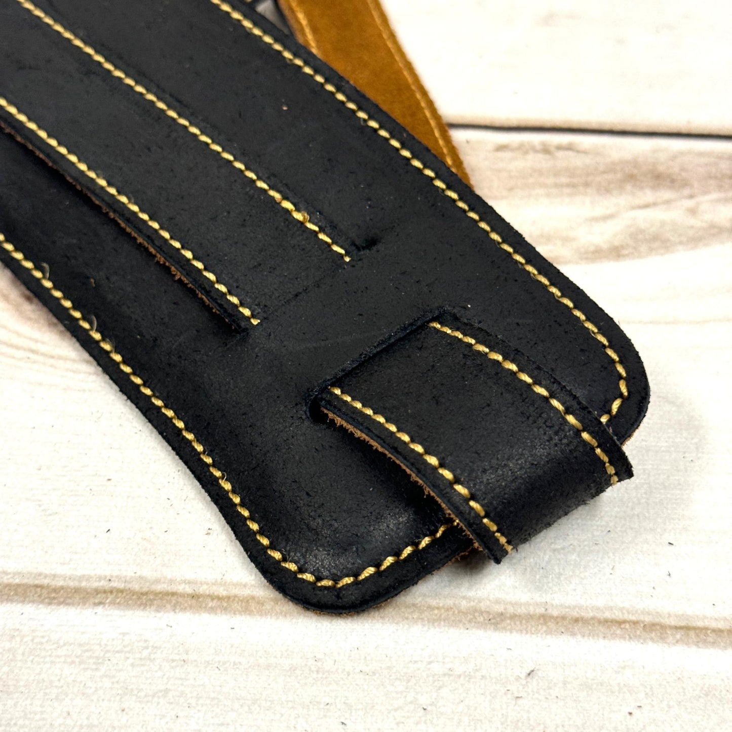 Walker & Williams C-19 New Charcoal Black Deluxe Vintage Style Rockabilly Guitar Strap Premium Signature Soft Grain Leather And Nonslip Suede Back For Acoustic, Electric, And Bass Guitars, Charcoal
