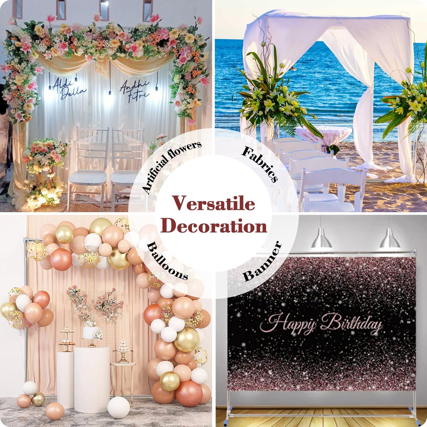 7FT Metal Arch Backdrop Stand, 6FT Wide Stainless Steel Wedding Arch Stand, Arched Backdrop Frame for Birthday Party Baby Shower Graduation Ceremony Decoration Balloon Arch Stand