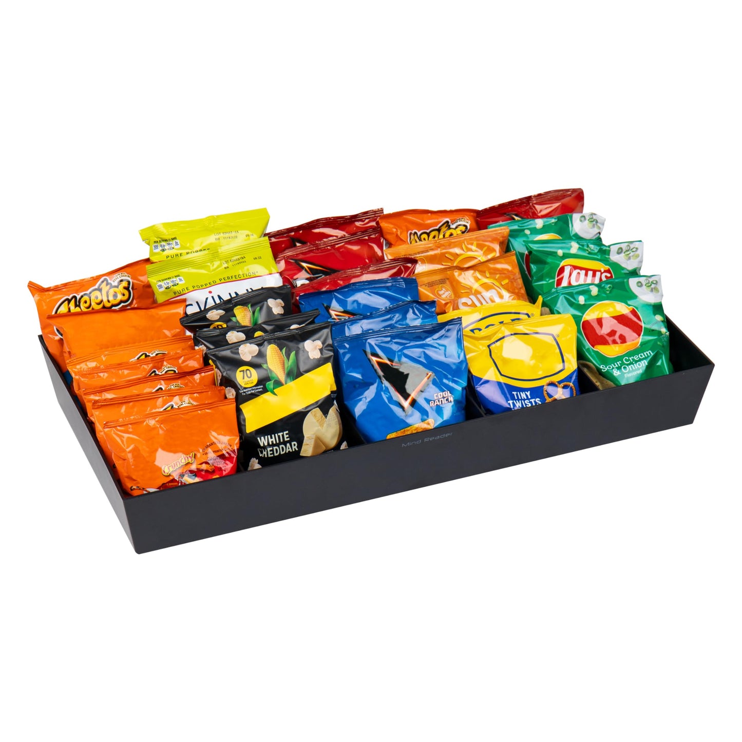 Mind Reader Snack Tray, Countertop Organizer, Snack Tray, Pantry, Breakroom, Kitchen, 61L x 30.5W x 8.3H cm, Black
