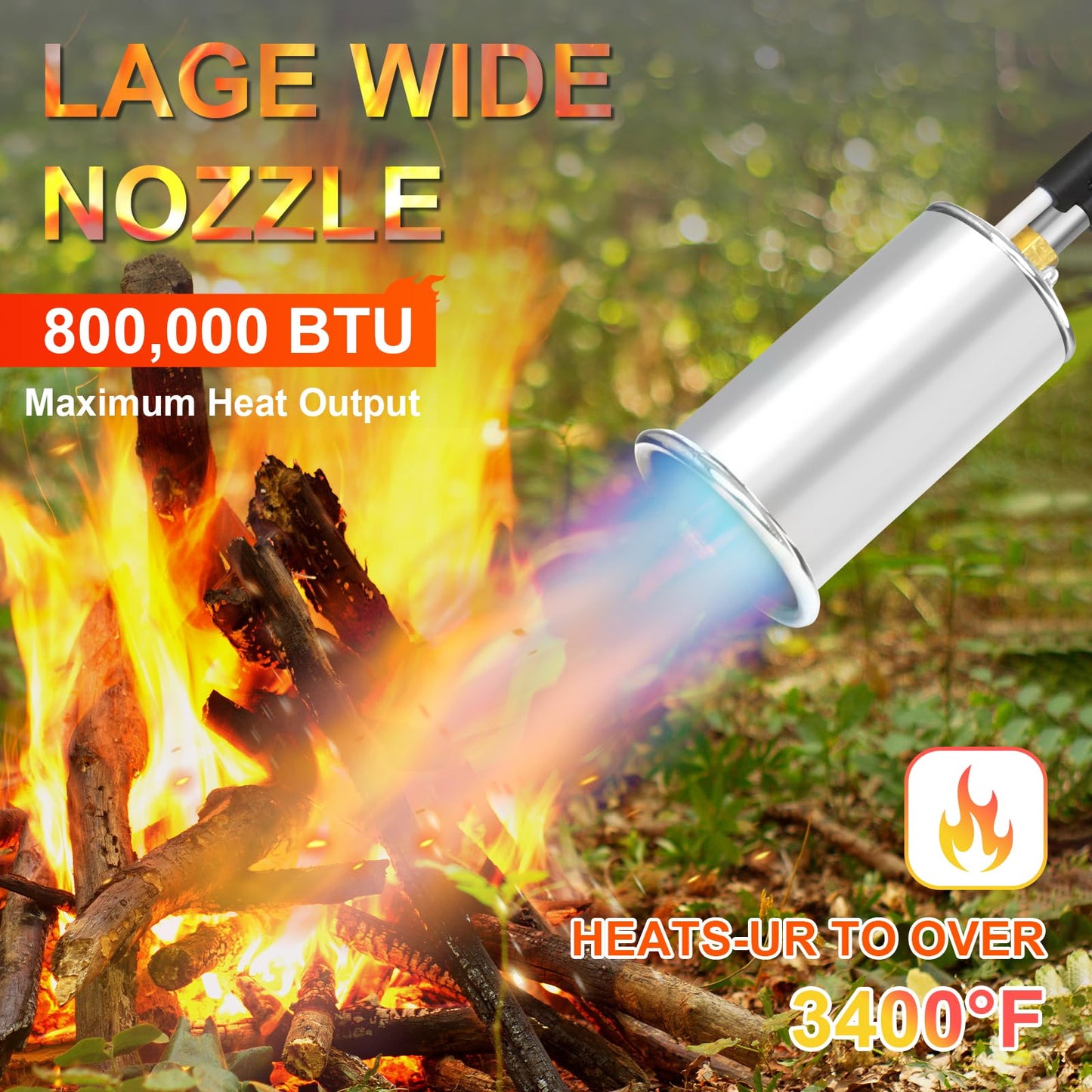 Propane Torch Burner Weed Torch with High Output 800,000 BTU Heavy Duty Blow Torch 30" Detachable Long Arm Propane Weed Torch & Flame Control Valve for Garden,Stumps,Wood,Melting Ice,Snow Road,Roofing