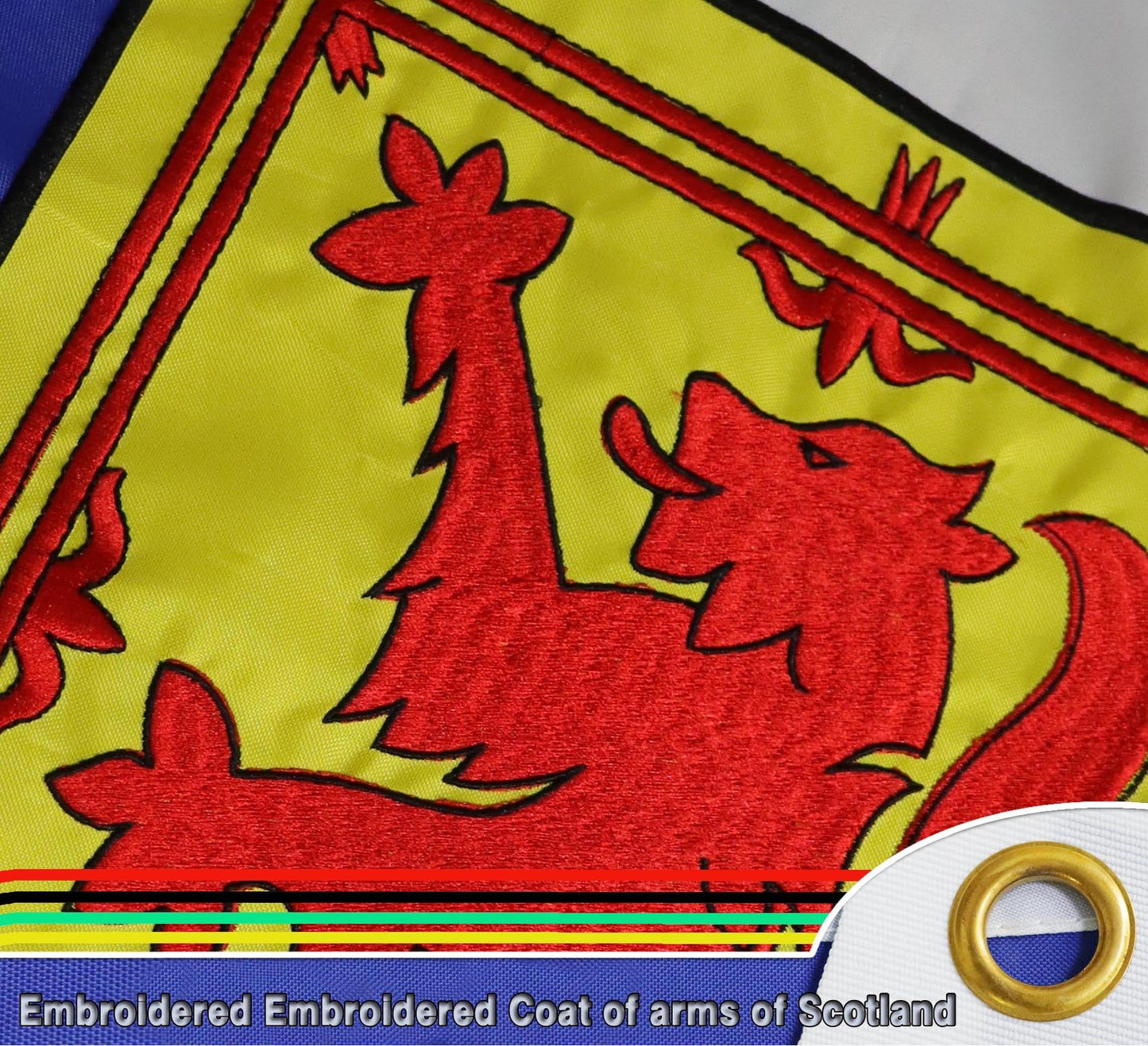 Premium Canada Nova Scotia Flag 3x5 Ft large - Nylon Embroidered Coat of arms of Scotland -Quadruple Stitched Fly Ends Province Ns Flags Outdoor/Indoor Banner Yard Decoration