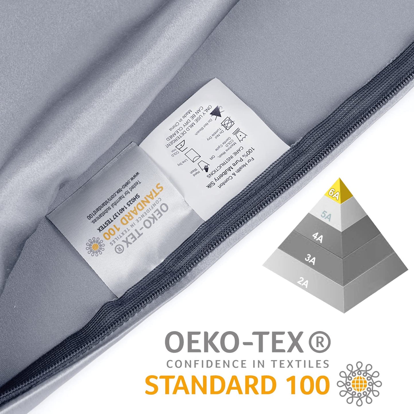 OLESILK 100% Mulberry Silk-Pillow-Cases 2 Pack for Hair and Skin, Real Silk-Pillowcase with Hidden Zipper, Both Sides Natursl Pure Silk, Silver Grey, Standard 20''×26''