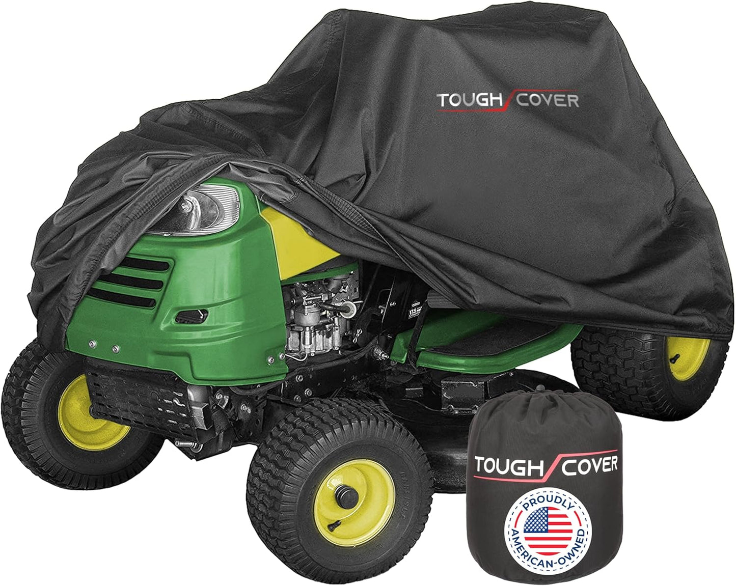 Tough Cover XL Riding Lawn Mower Cover, Extreme. 600D Marine Grade, Universal Fit Tractor, Heavy Duty, Covers Against Water, UV, Dust, Dirt, Wind for Outdoor Garden Storage (Black)
