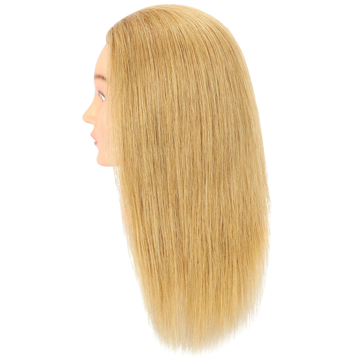 FUTAI Blonde 100% Human Hair Mannequin Head with Table Clamp Stand for Hairdresser Practice Braiding Styling Manikin Cosmetology Doll Training Head Coloring Bleaching Dyeing Curling Cutting Updos
