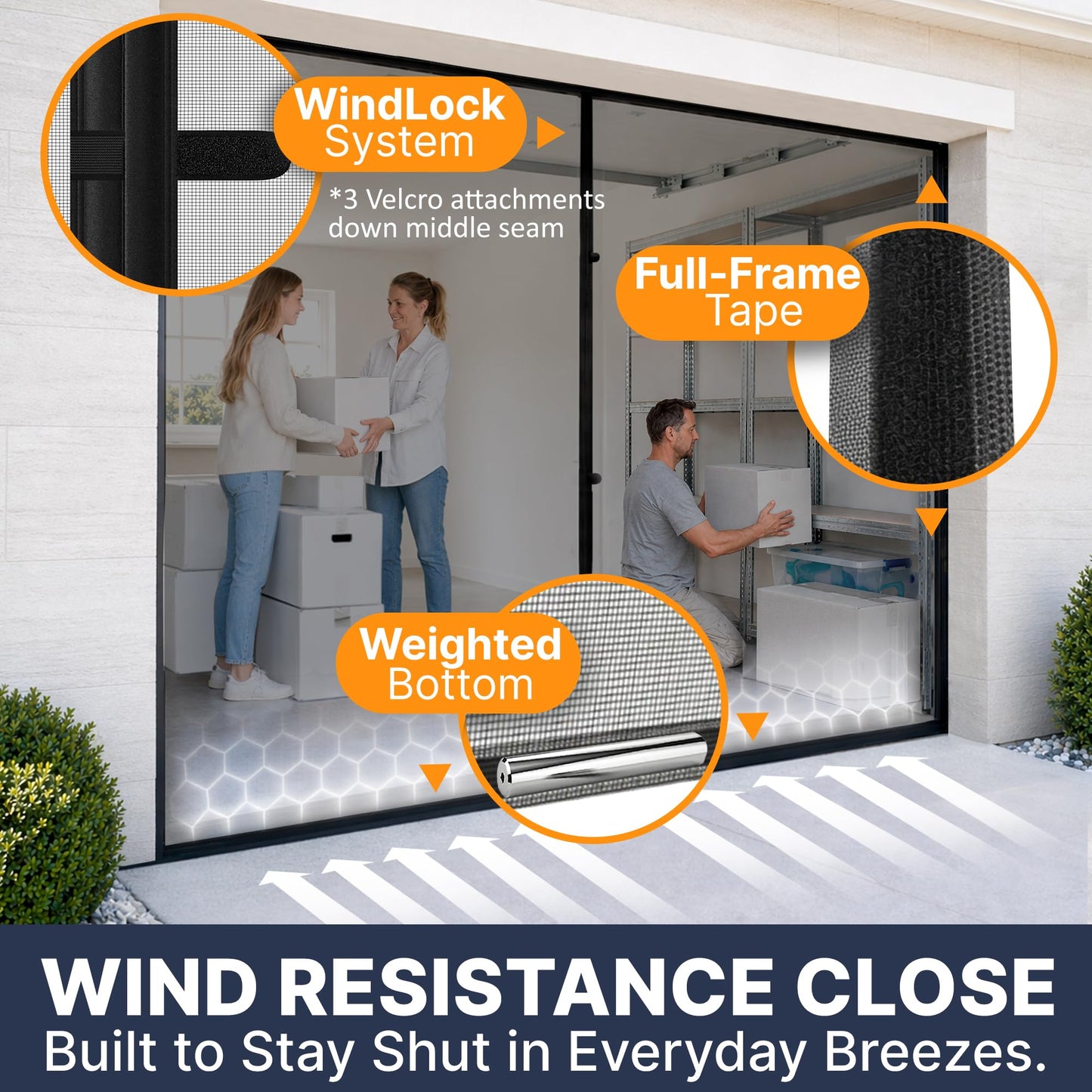 Magnetic Garage Door Screen 1 Car – 7’h x 10’w Ultra-Durable 60g Fiberglass Mesh – Strong High-Energy Magnets – Weighted Bottom – Full-Frame Adhesive Tape – by Sentry Screens