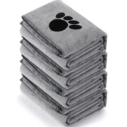 Chumia 4 Pack Dog Towels for Drying Pet Grooming Absorbent Dogs Soft Microfiber Quick Drying Winter Large Medium Small Puppy Bath Towels for Kitten Cats Pets(40 x 24 Inch,Gray)
