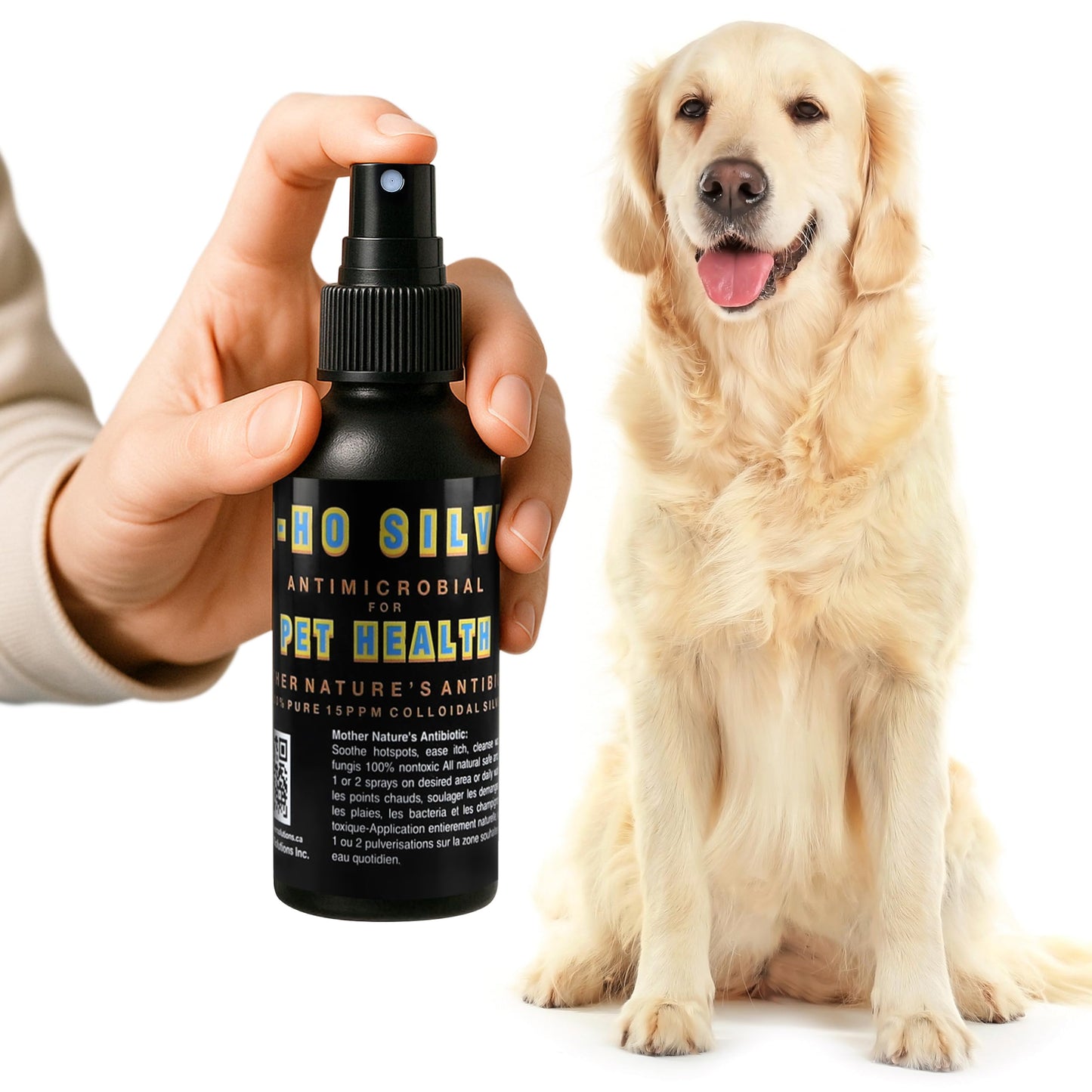 Colloidal Silver Spray for Pets - 15 PPM Colloidal Silver Liquid Formula for Dogs, Cats, and Other Pets, Gentle Non-Irritating, Fast-Drying Pet Care (500 ml)