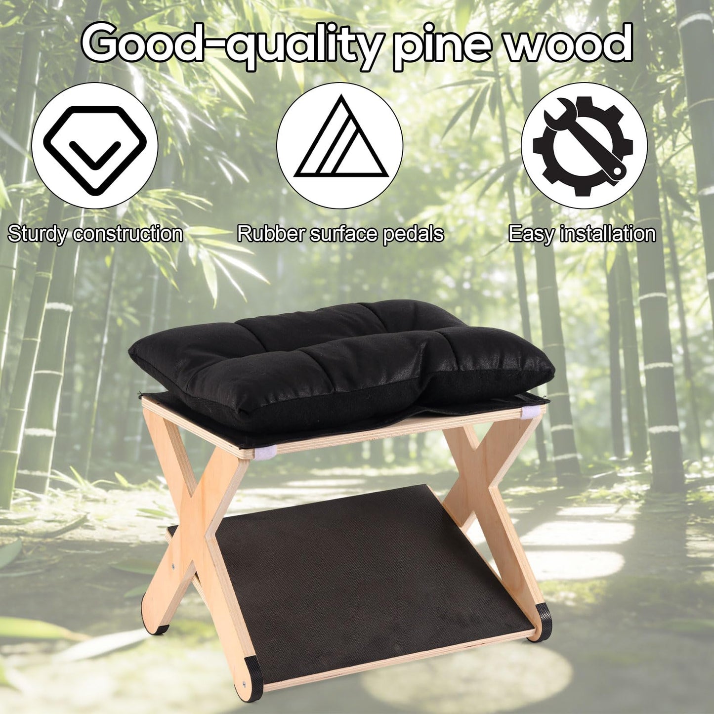 Foot Rest for Under Desk, Ergonomic Foot Stool Non-Slip Footrest Wooden Leg Rest Footstool Support with Comfortable Cushion Accessories for Office Desk at Work Home Use Enhances Posture
