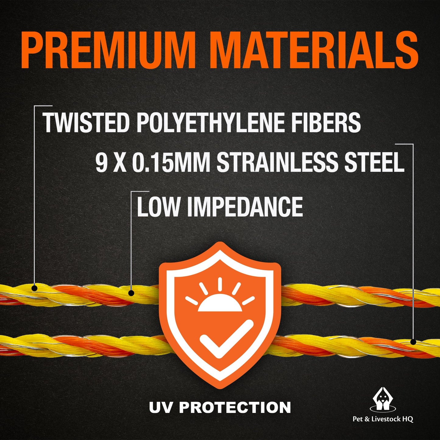 Electric Fence Polywire 3mm with 9 Stainless Steel Strands - High Visible Wire Fencing for Horse, Cattle, Livestock - Portable Fencing with UV and Rust Resistance (3280ft / 1000m)