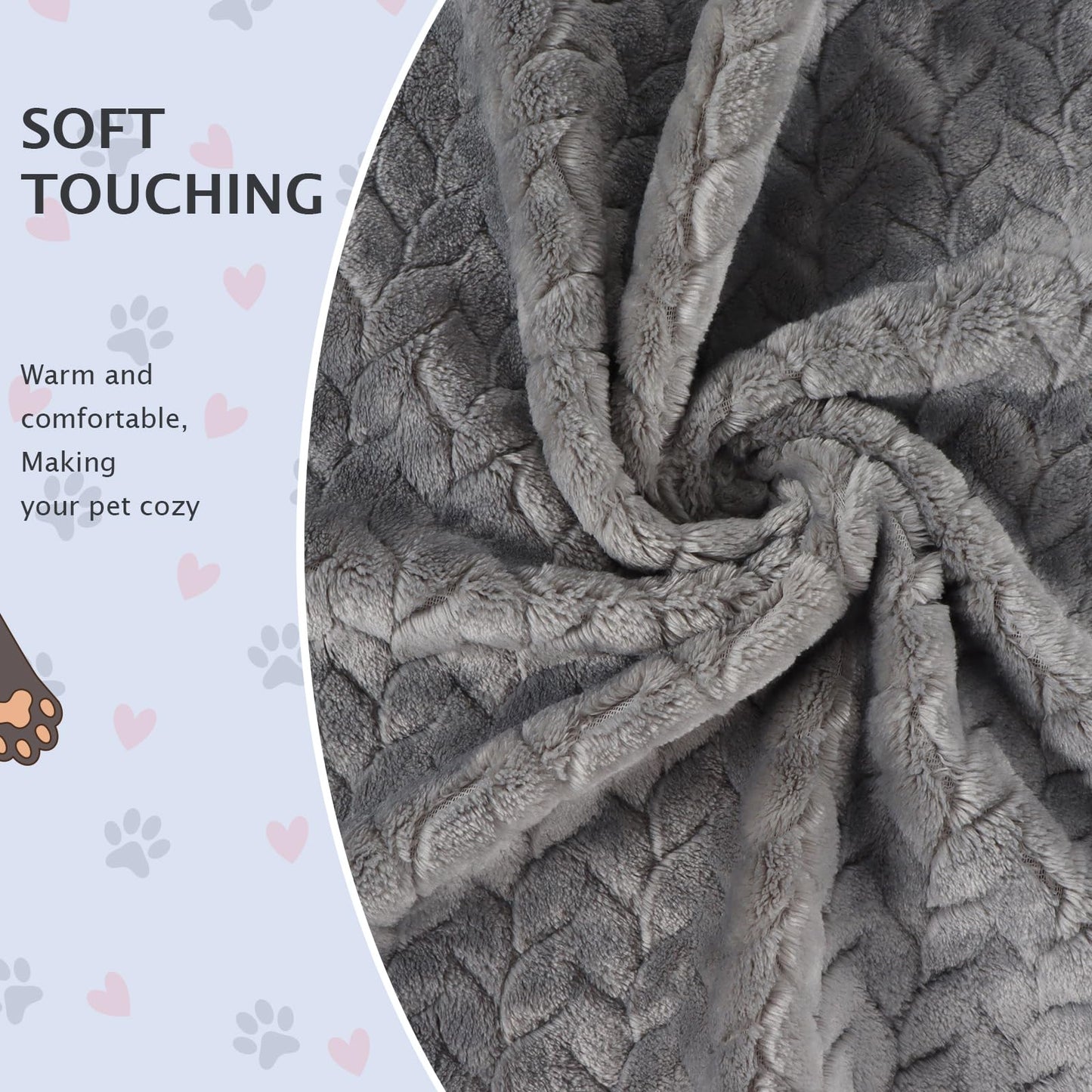 BVAGSS 6 Pack Small Dog Blanket, Super Soft Warm Pet Cover Blankets, Paw Print Puppy Fleece Flannel Blanket for Small Medium Dogs and Cats MW003 (Grey Wheat Ears, Large (41 * 29.9"))