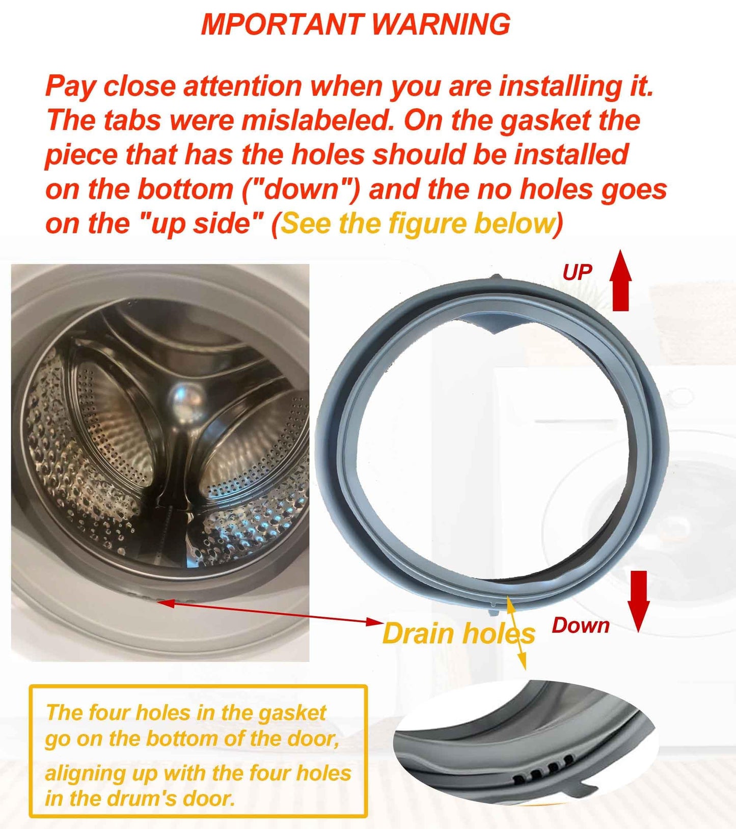 WPW10381562 W10290499 Washer Door Bellow Gasket Boot Seal Compatible with Whirlpool Maytag Amana Lnglis Washers Fit WFW9050XW00 YWFW9050XW01 WFW9150WW01 WFW9250WW01 W10381562 W10300559