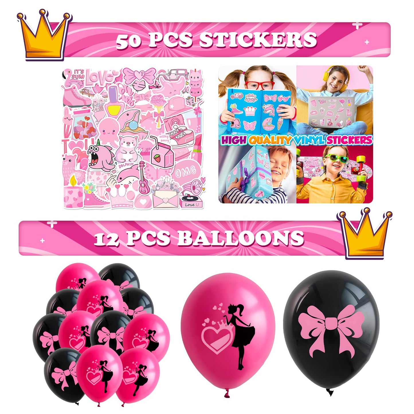 122PCS hot pink Themed Party Favors for girl, Birthday Decorations, Gifts Goodie Bags,School Classroom Rewards Carnival Prizes Christmas Thanksgiving Easter Birthday Gifts (hot pink)