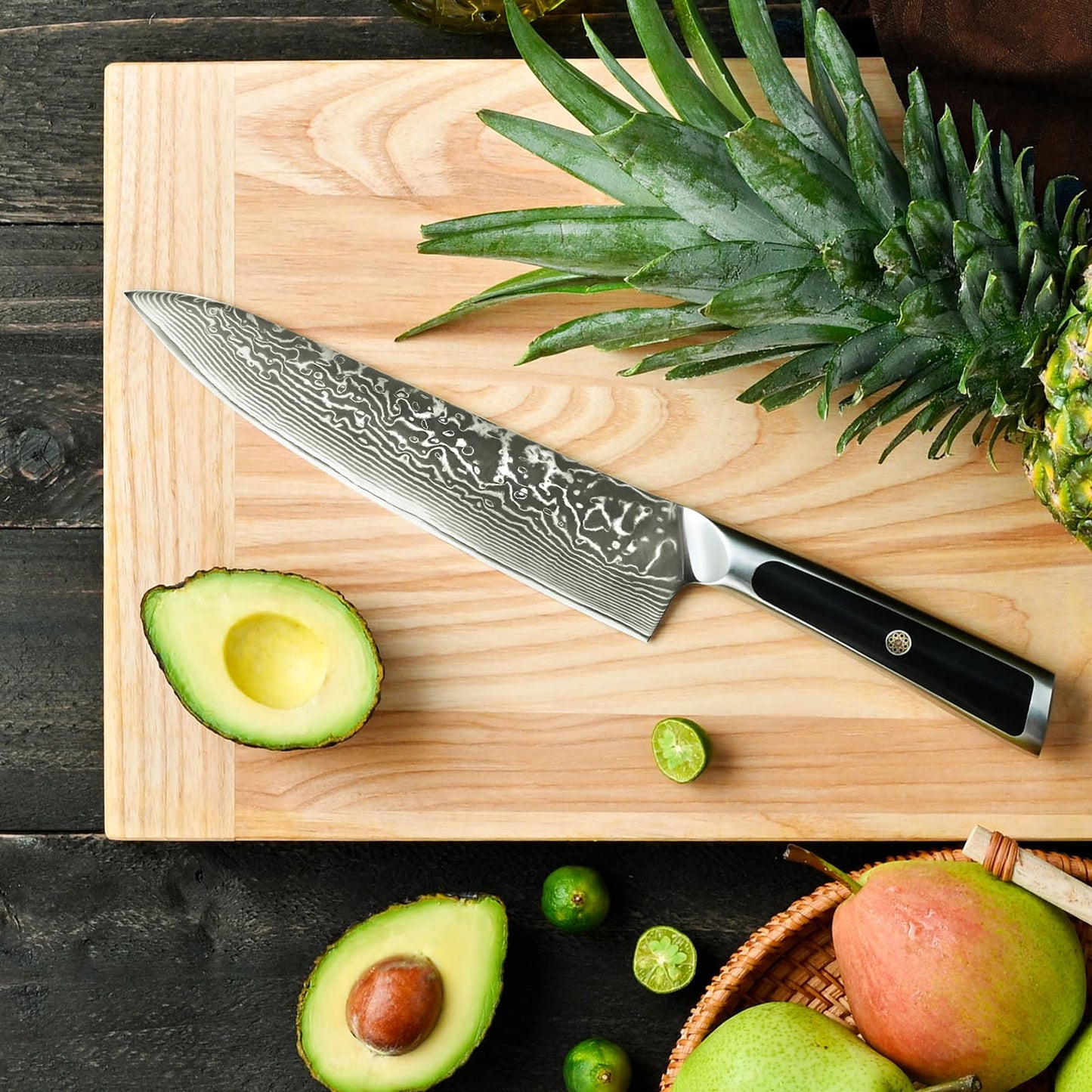 Sunnecko 8 Inch Chef Knife - Ultra Sharp 10-12° Japanese Damascus Knife, VG10 67 Layers Forged Kitchen Knife for Meat Cleaver & Vegetable Slicing, Full Tang Professional Cooking Gift for Father’s Day
