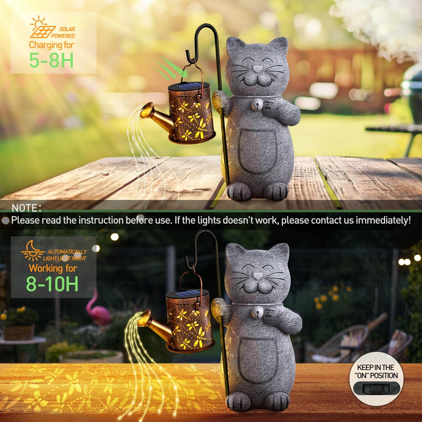 Gifts for Women, Mothers Day Mom Gifts for Mom, Solar Garden Cat Decor Outdoor Statues, Anniversary Birthday Gifts for Women Her Grandma, Gardening Cat Lovers Gift, House Warming Gift New Home