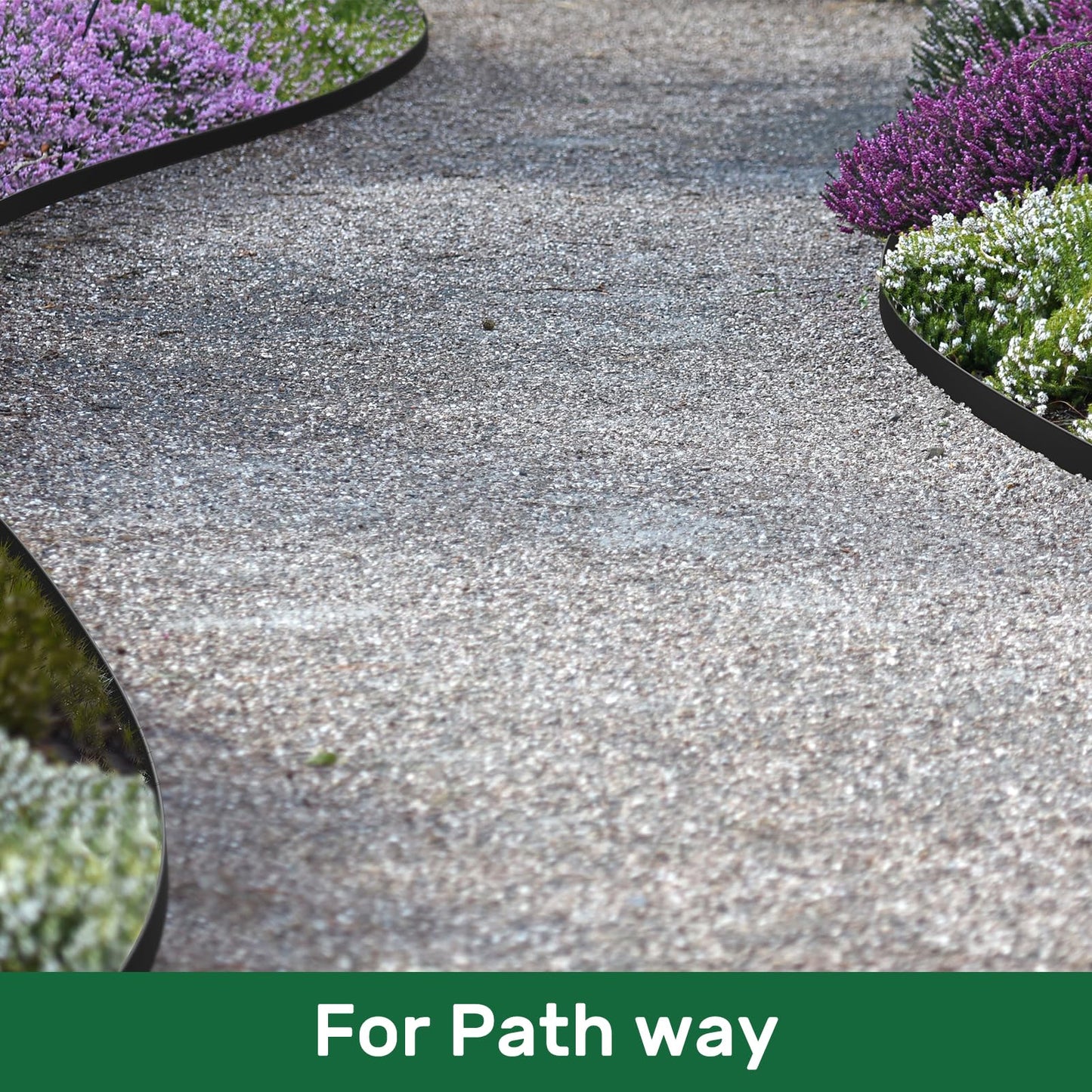 AGTEK 46FT Plastic Landscape Edging Kit 1.5in. Height No-Dig Garden Edging Border Lawn Edging Roll for Flower Bed Lawn Yard, Black, with 28 Anchoring Spikes