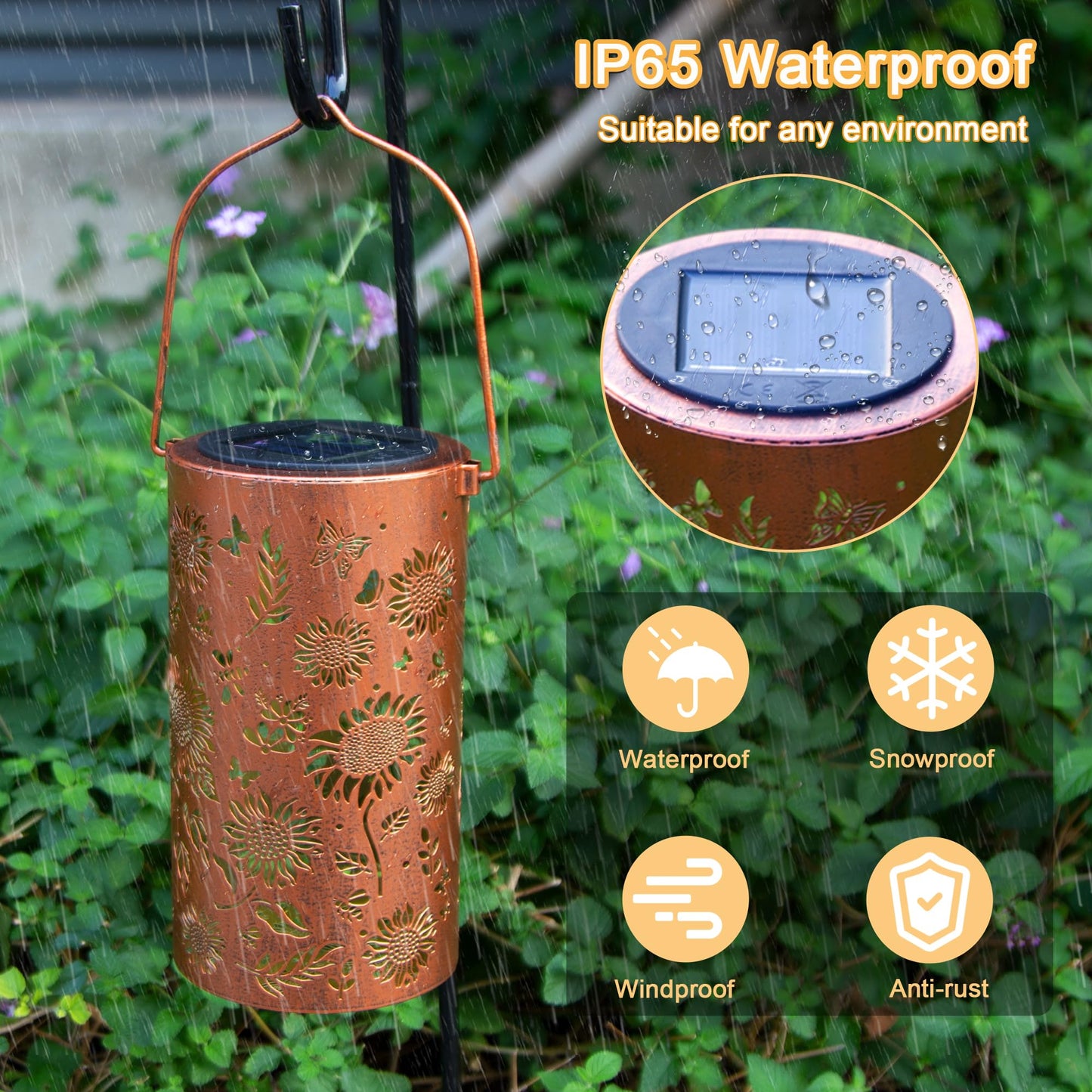 Camaxun Gifts for Women Sunflower Lanterns Garden Decor, Waterproof Hanging Decorations Solar Lights Outdoor, Gardening Gifts for Backyard Porch Patio Table Yard Balcony Lawn Pathway