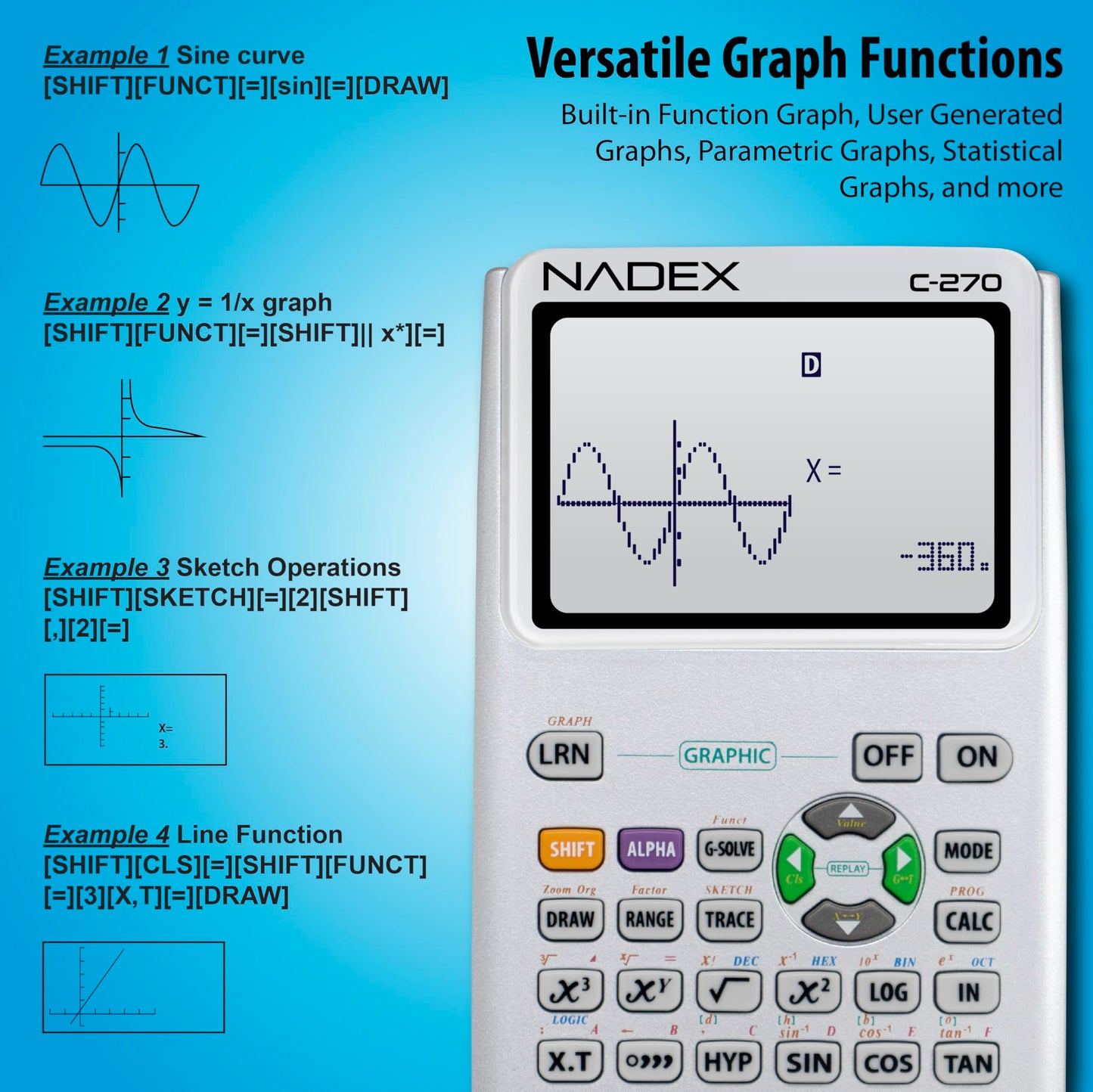 Scientific Calculator with Graph Functions for College and High School Students, Engineering, Advanced Mathematics, Calculus, Algebra, Geometery, Trigonometry, Statistics, Physics, Chemistry - Silver