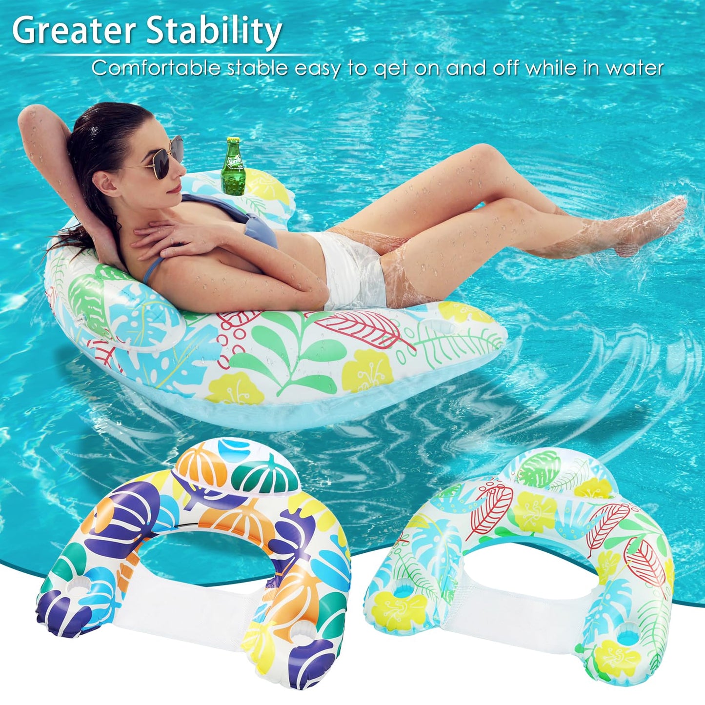 ANNIL【2 Pack】 Inflatable Pool Floaties Lounger,Water Leisure Inflatable Floating Chair with Pool Floating Tube Armchair and Cup Holder - Backrest Pool Toys Floaty for Adults,for Swimming Party