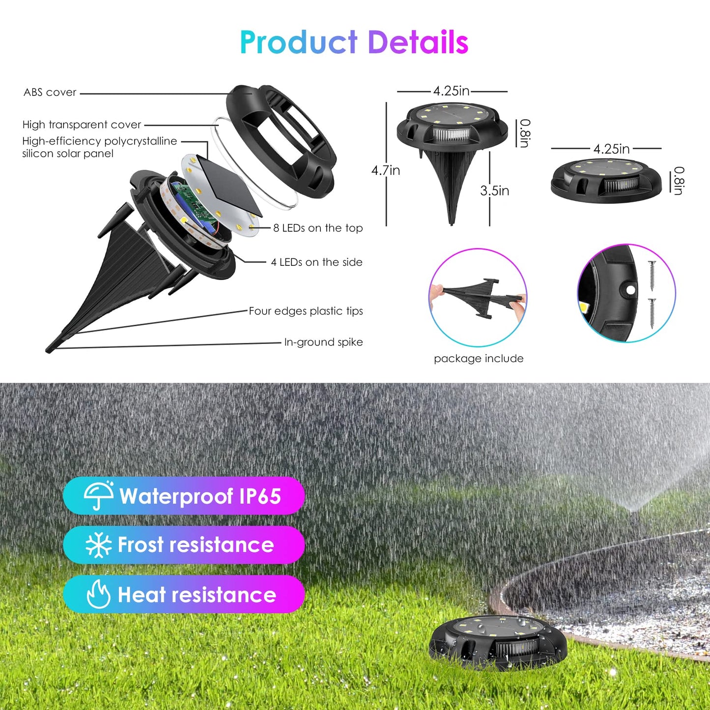 Fohil 12 Pack Solar Ground Lights Outdoor,12 LEDs Solar Disk Lights Waterproof In-ground Lights for Pathway Lawn Yard Patio Walkway Driveway Deck Garden Decor
