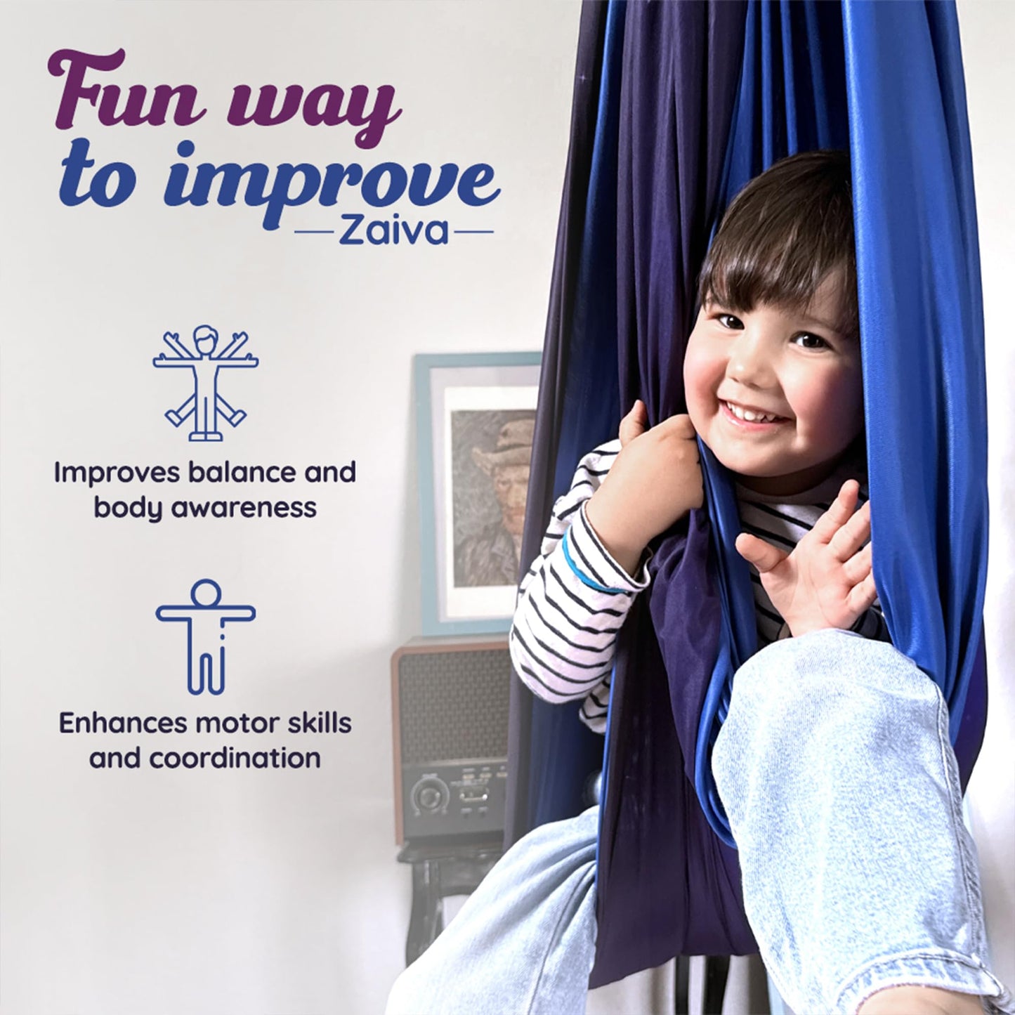 Sensory Swing for Kids Indoor Outdoor - (Hardware Included) 360° Rotating Dual Layer Therapy Hug Swing Calming Yoga Swing for Children with Autism, ADHD, Sensory Processing Disorder and Autism