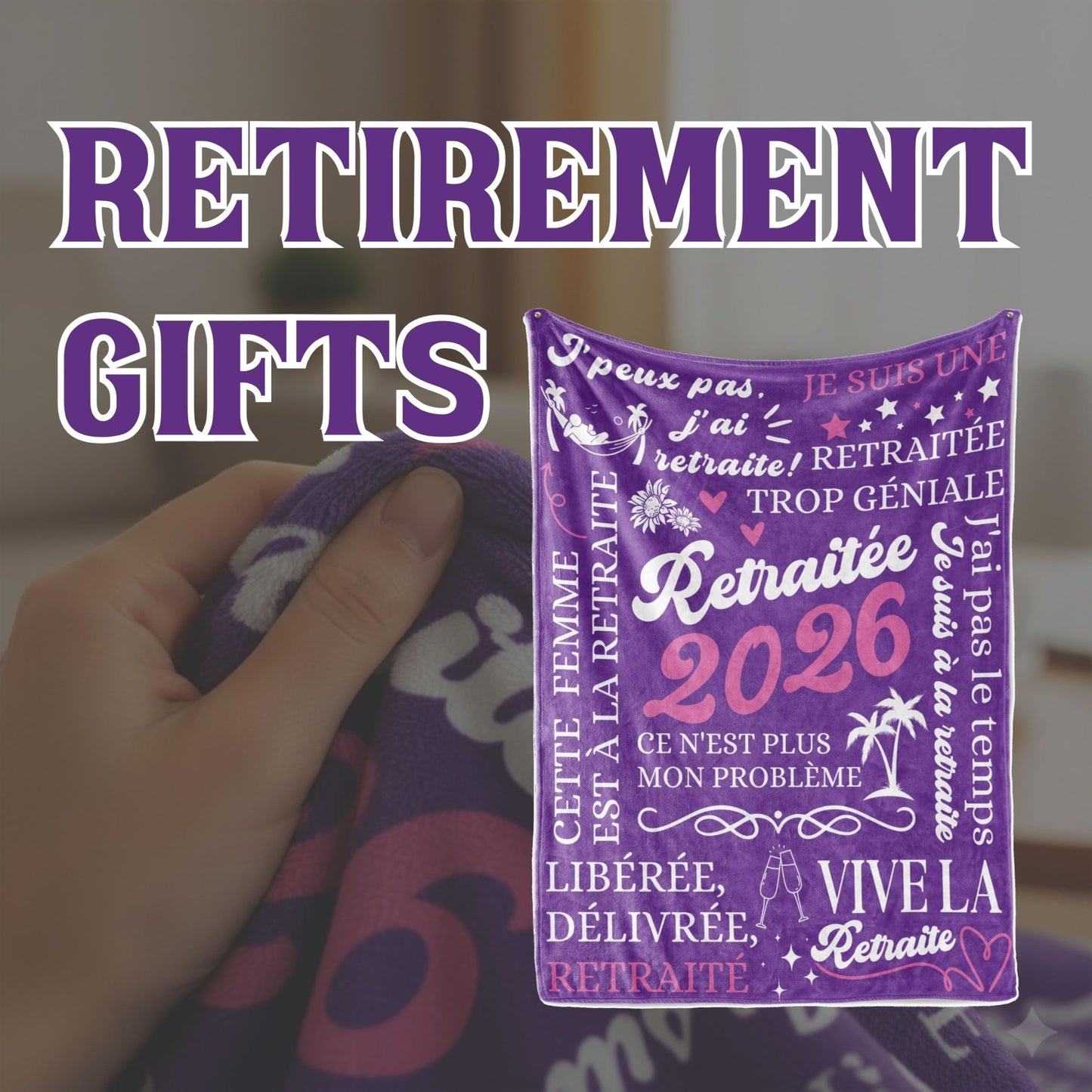INNObeta Retirement Gifts for Women in French 2026, Unique Design Throw Blanket 127 * 165 cm
