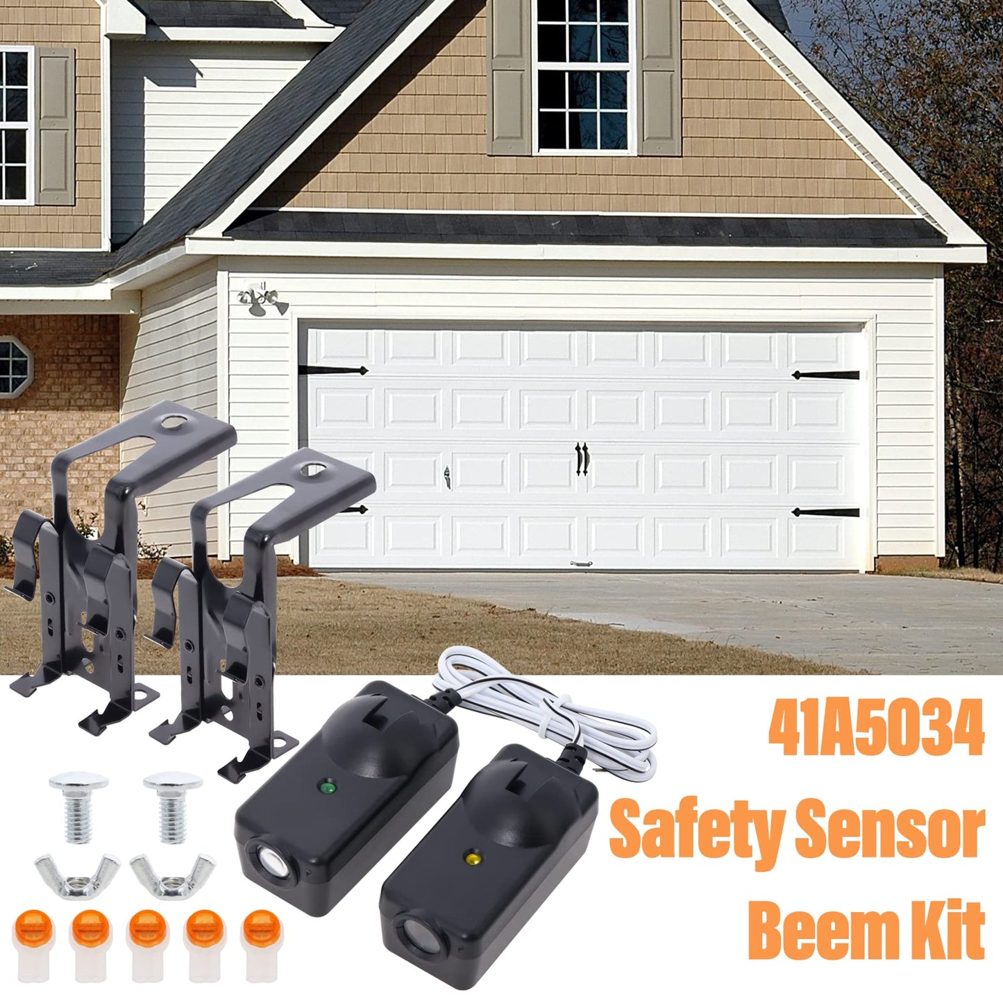Garage Door Sensor Compatible with Liftmaster Chamberlain Sears Craftsman Garage Door Opener Made After 1997, 41A5034 G801CB-P Garage Door Safety Sensor Kit with 2 Mounting Brackets