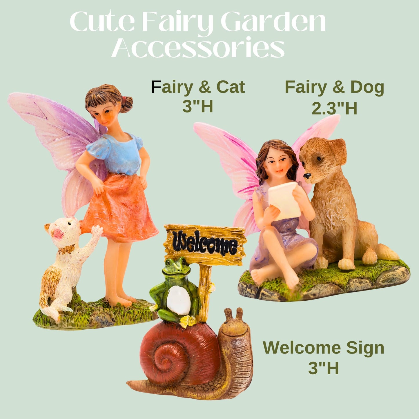 PRETMANNS Fairy Garden House Kit – Complete with Accessories for an Outdoor or Indoor Miniature Garden, Figurines with a Frog and Snail Sign - House 6.5” High with Door That Opens – 4 Pieces