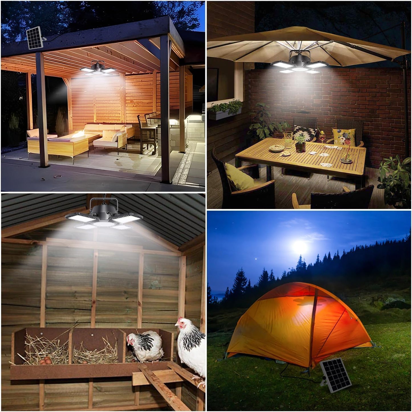 Solar Pendant Lights Solar Indoor/Outdoor Light with Motion Sensor, 4 Lighting Modes with Remote Control, 176 LED 1000LM Solar Powered Shed Lamp for Gazebo Garage Shop Barn Home House Porch