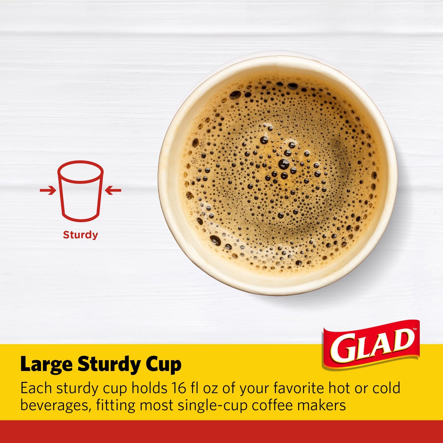 Glad Everyday Disposable Coffee Cups with Lids – 16 oz Insulated Paper Coffee Cups, Hot Chocolate, Hot Cocoa, or Tea Cups, No Sleeve Needed, 50 Count