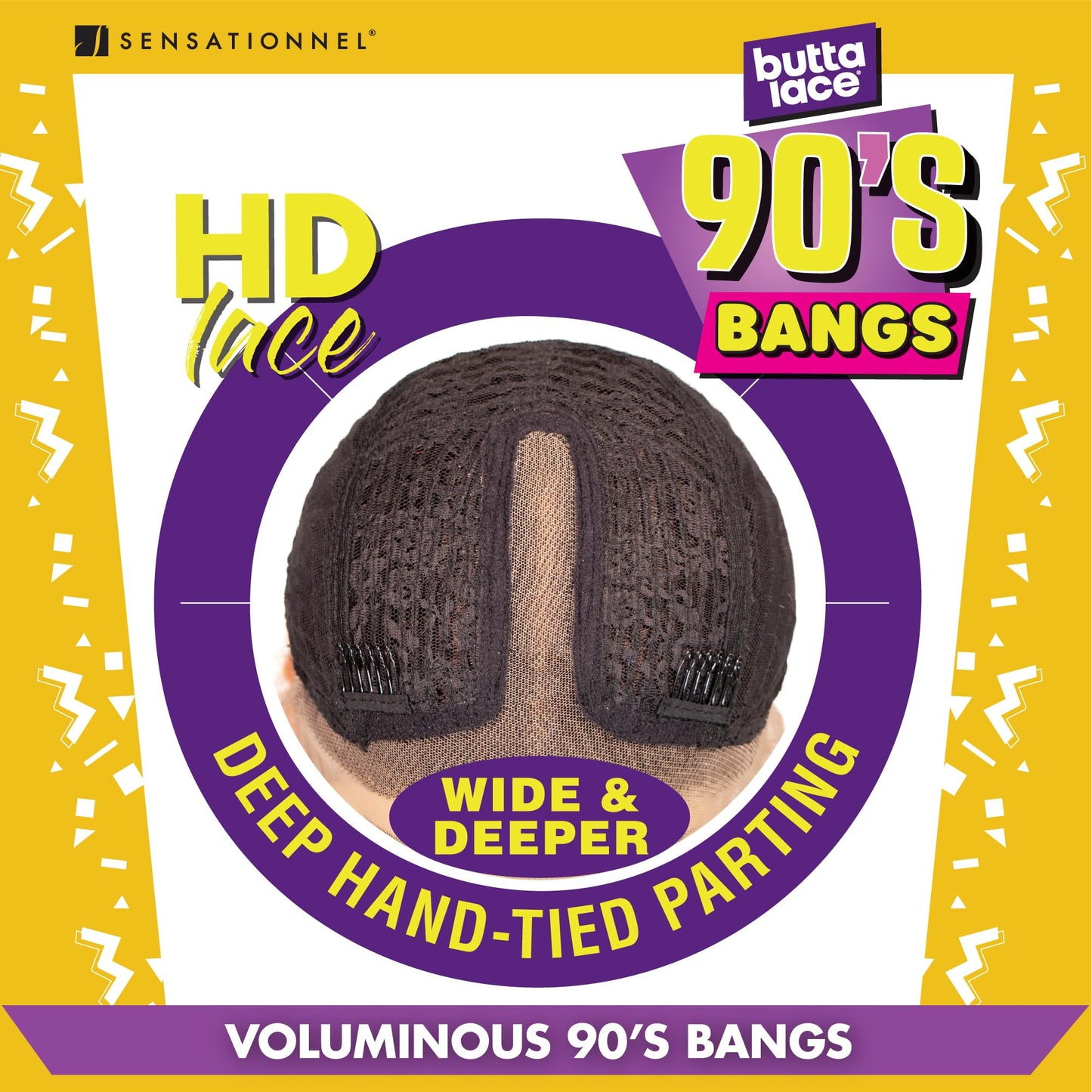 Sensationnel Butta 90sbangs lace wigs - butta lace 90s bangs unit 909 glueless wide deep part synthetic preplucked hairline HD lace - Butta 90s bangs unit 909 (1 JETBLACK)