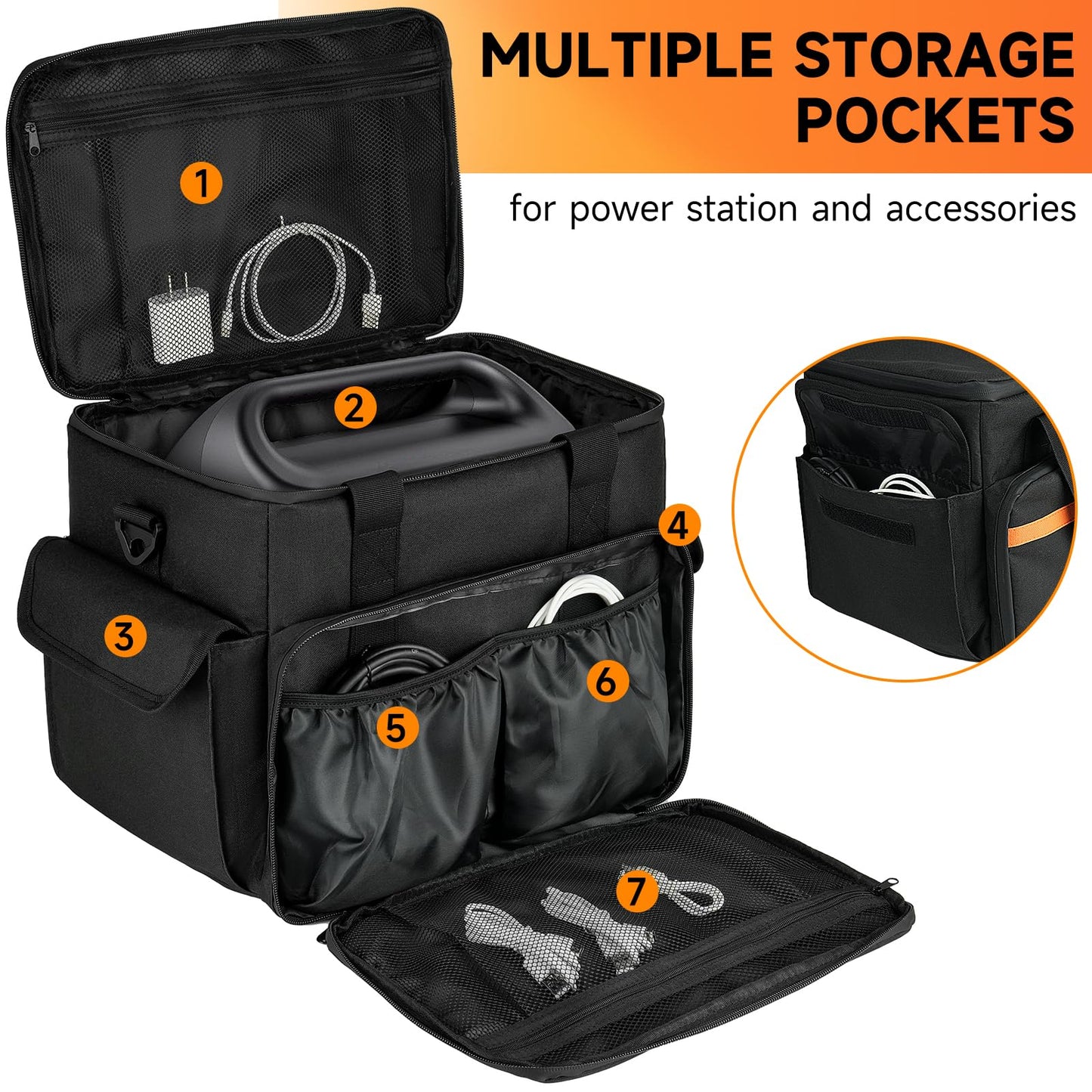 Carrying Case Compatible with Jackery Explorer 500/1000 v2/ECOFLOW River Pro/River 2 Pro/River 2 Max 500 Portable Power Station,Travel Storage Bag Fits for BLUETTI EB3A,Charging Cable and Accessories