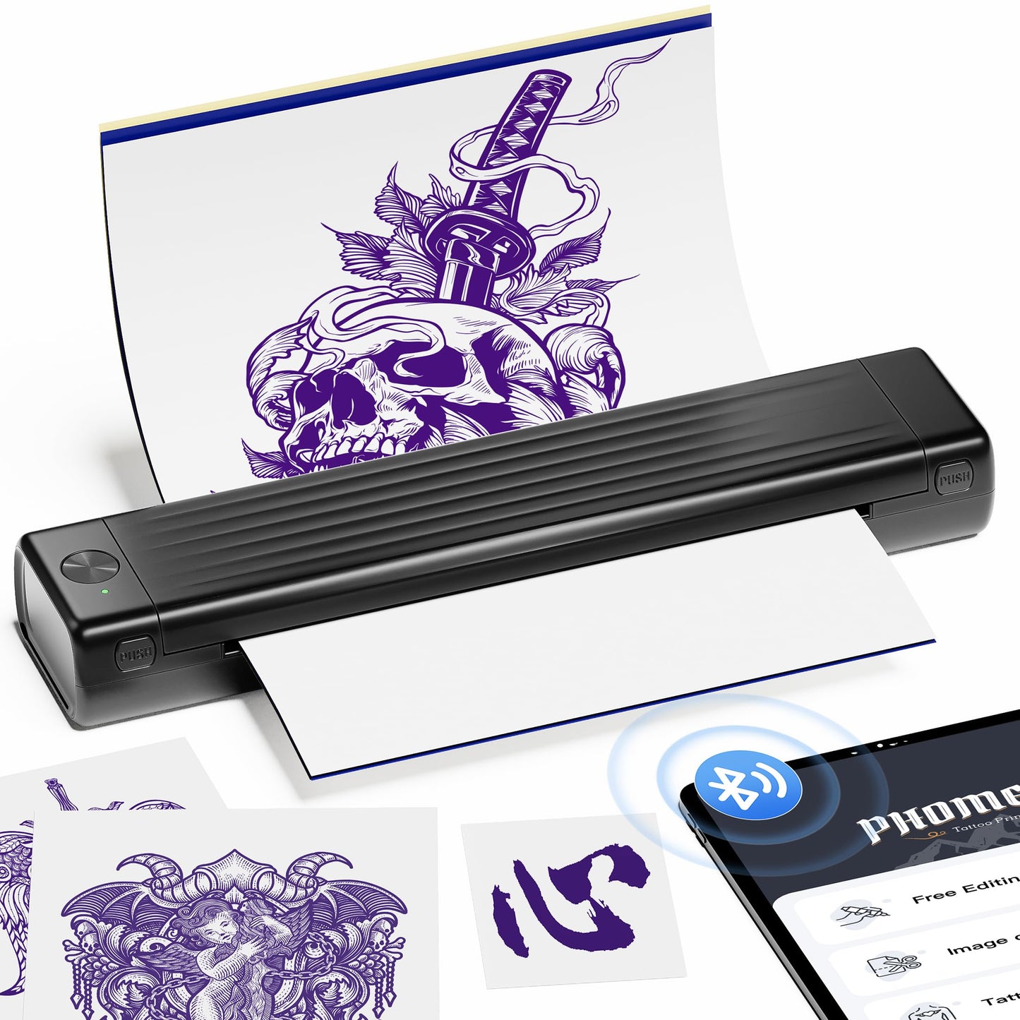 Itari Wireless Tattoo Stencil Printer, Tattoo Transfer Printer for Artists & Beginners, Bluetooth Tattoo Machines Printers with 10 Pcs Transfer Paper, Compatible with Phone, Tablet & PC