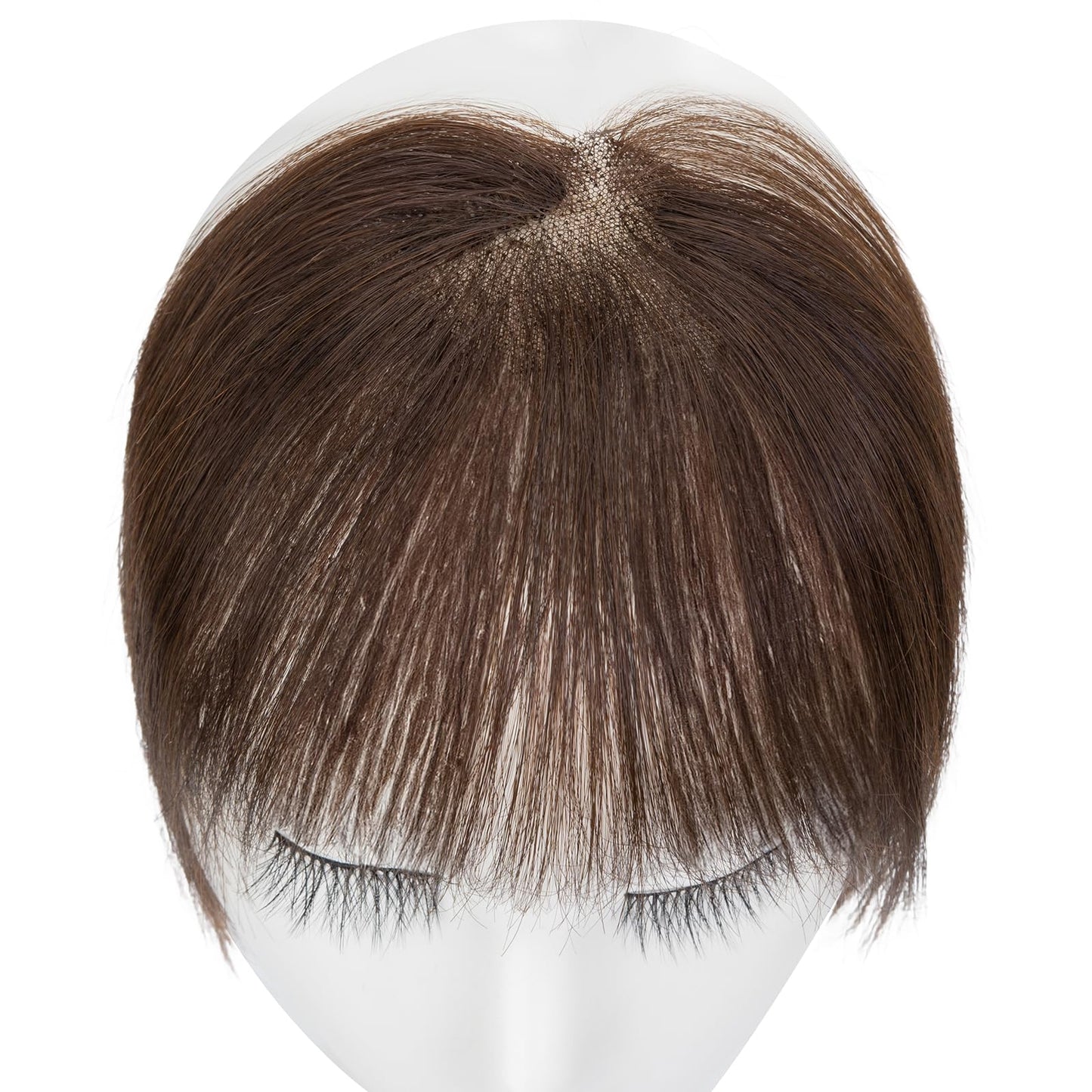 MY-LADY Clip in Bangs Hair Clip Human Hair, 4 Secure Clips in Hairpiece, 100% Real Human Hair Full Fringe French Fake Bangs Hair Extensions for Women Girls Daily Wear Mocha Brown