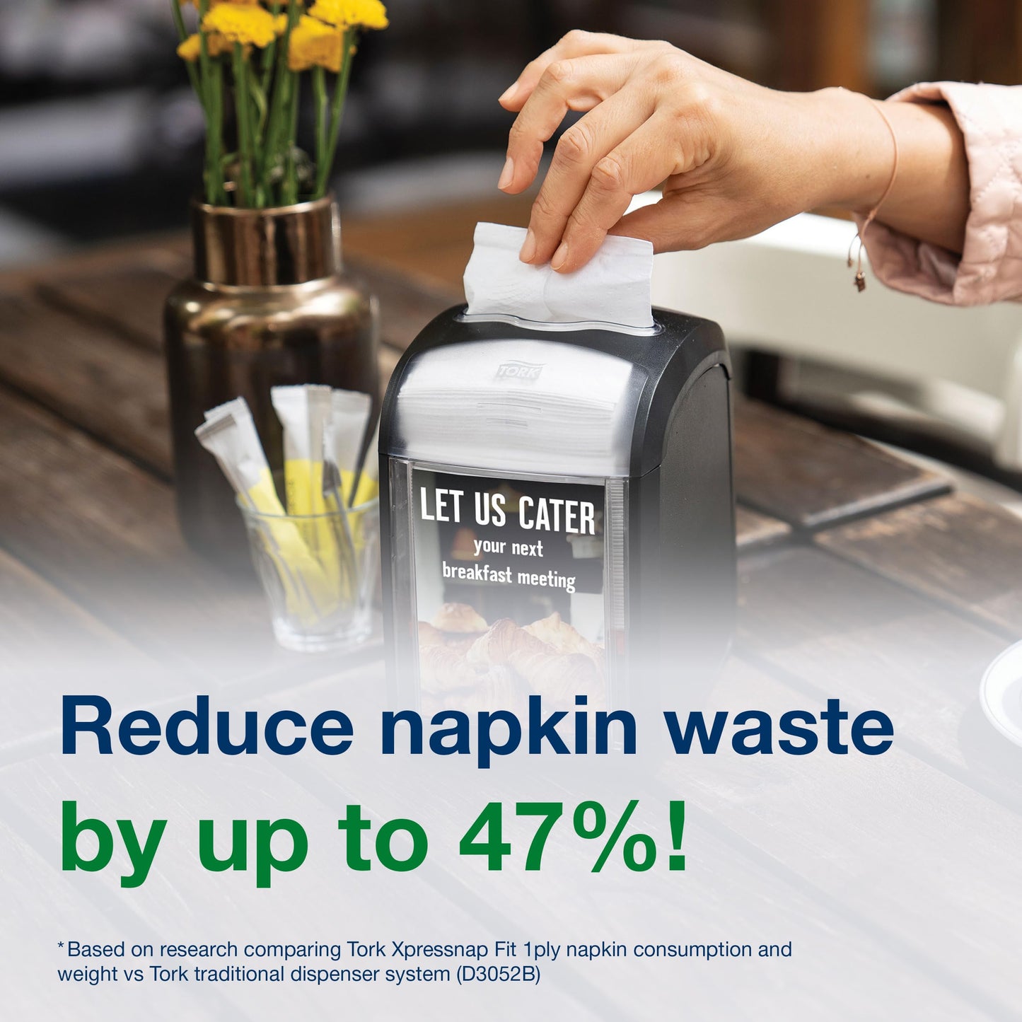 Tork Xpressnap Fit Napkin Dispenser Compact Design, One-at-a-Time Dispensing, Black, N14 System Compatible 2 x 100 White Napkins (800723)
