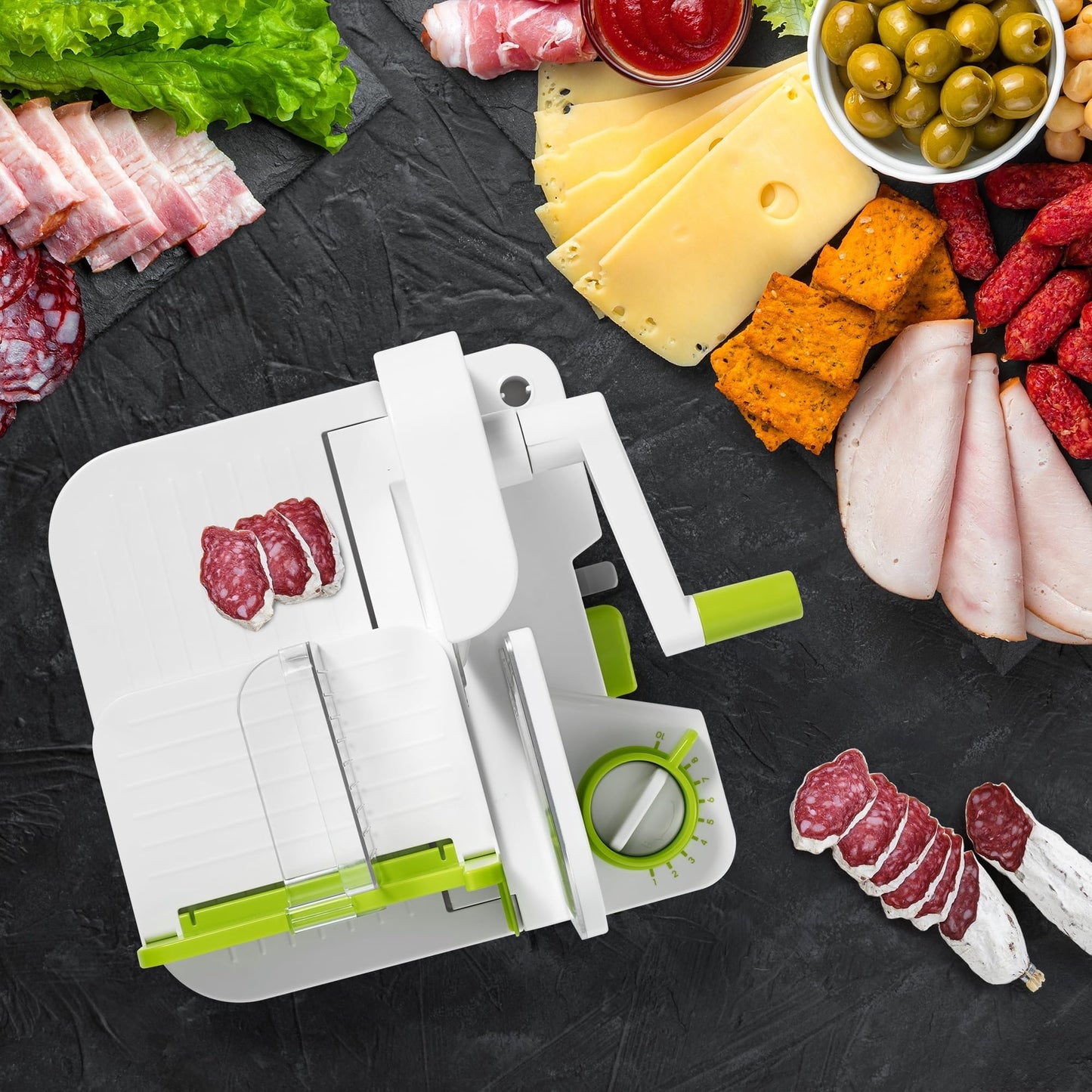 Starfrit 092968-002-0000 Deli Slicer, 11 inch x 11.8 inch x 7.9 inch , Green