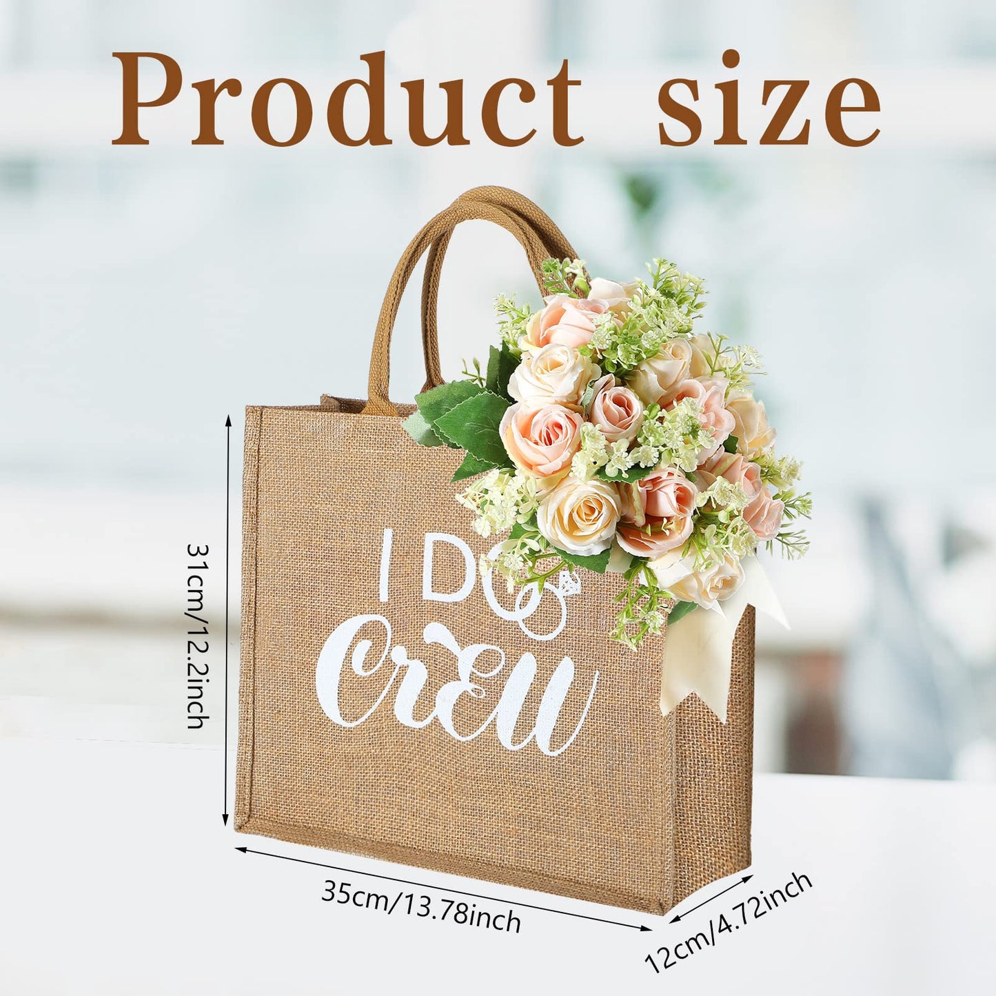Sadnyy 10 Pieces Bridesmaid Gift Bags Bachelorette Tote Bags with Handles Large Burlap Bridesmaid Gifts Reusable for Bachelorette Party Wedding Bridal Shower